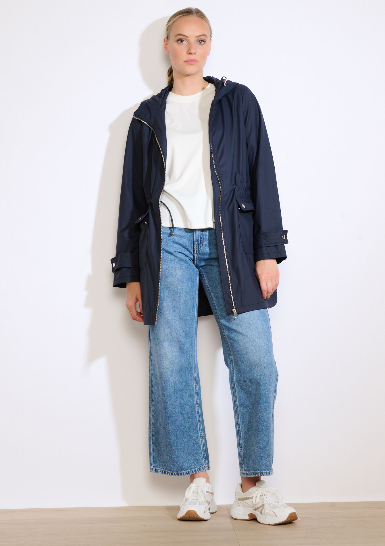 Imperméable mi-long à capuche, Imperméable mi-long à capuche - NAVY BASIC - 23000785_2723