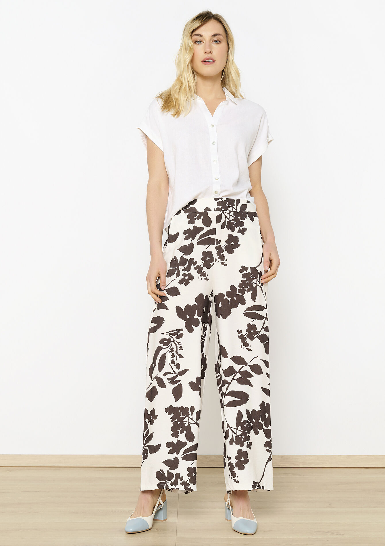 Pantalon large imprimé floral - VANILLA WHITE - 06600968_1013