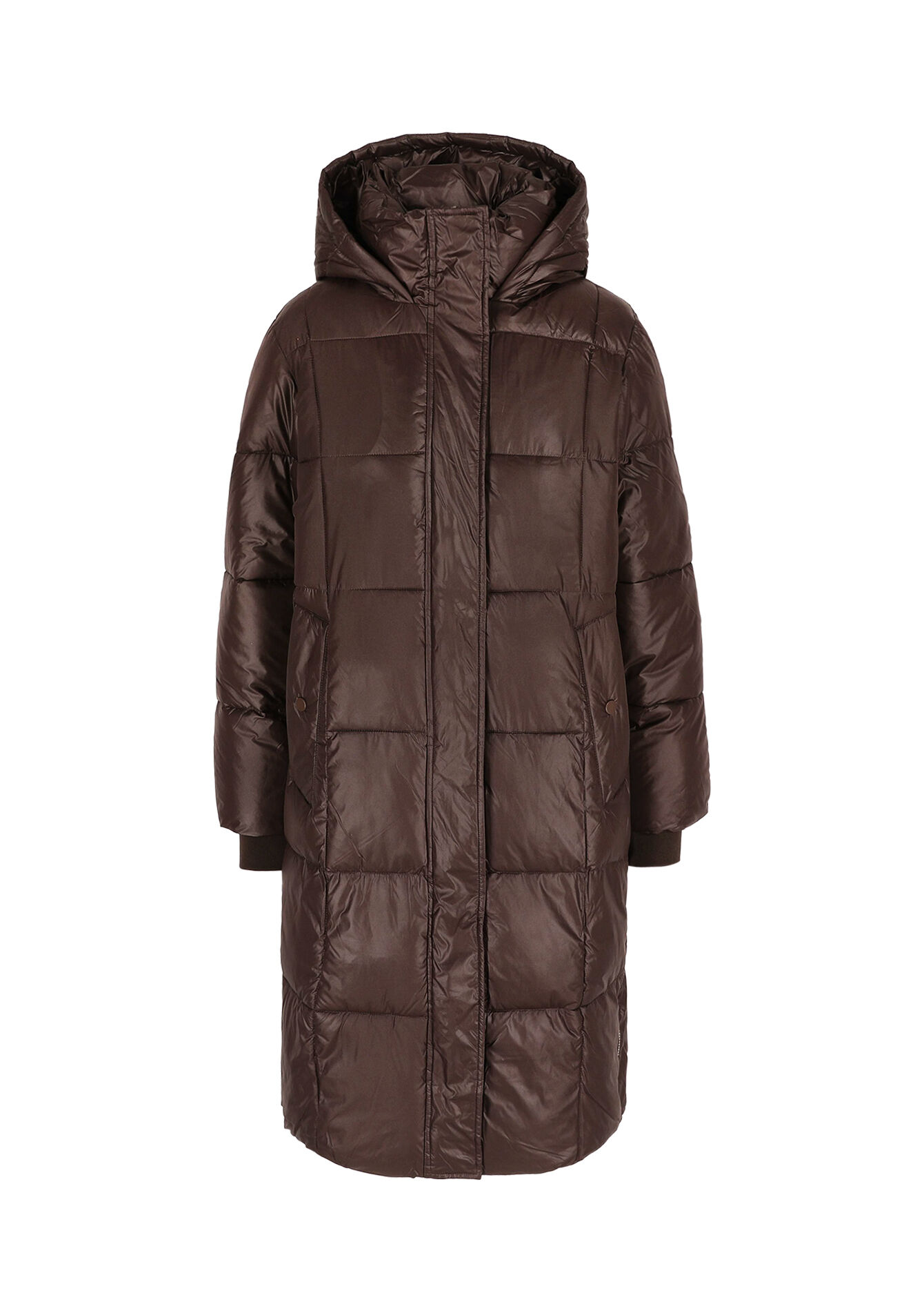 Lange gewatteerde jas, Lange gewatteerde jas - BROWN DARK CHOCOLATE - 23000775_3720