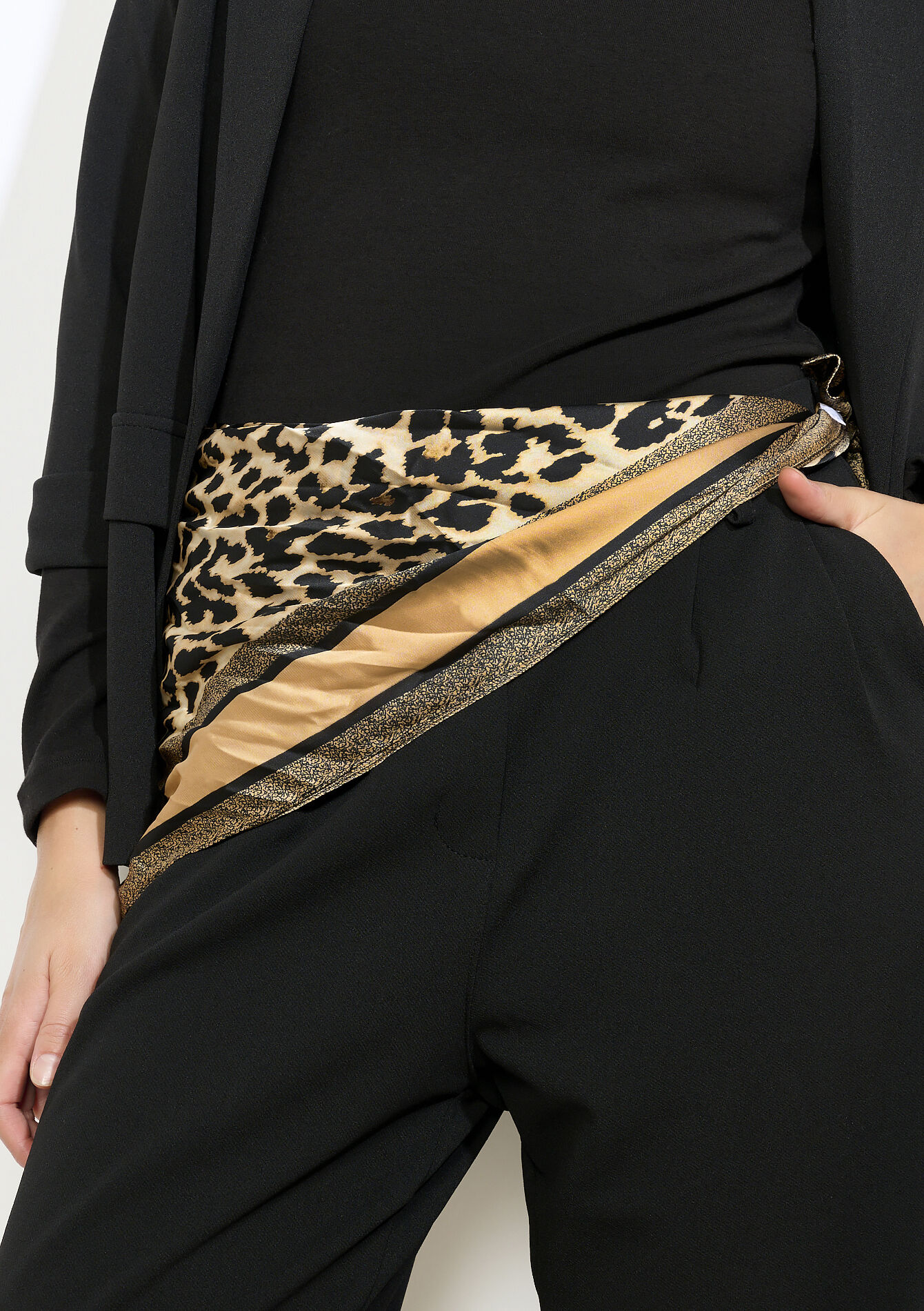 Leopard silk-effect scarf, Leopard silk-effect scarf - LIGHT CAMEL - 17101355_3814