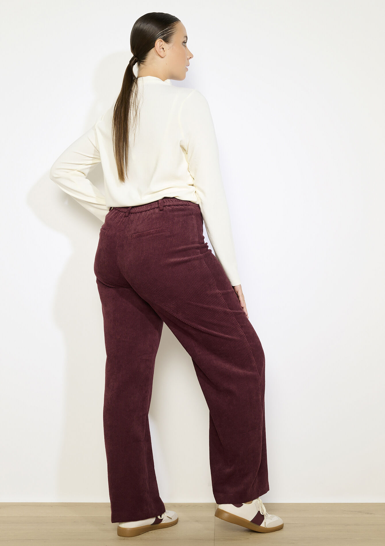 Corduroy broek met elastiek, Corduroy broek met elastiek - AUBERGINE - 06100746_1537