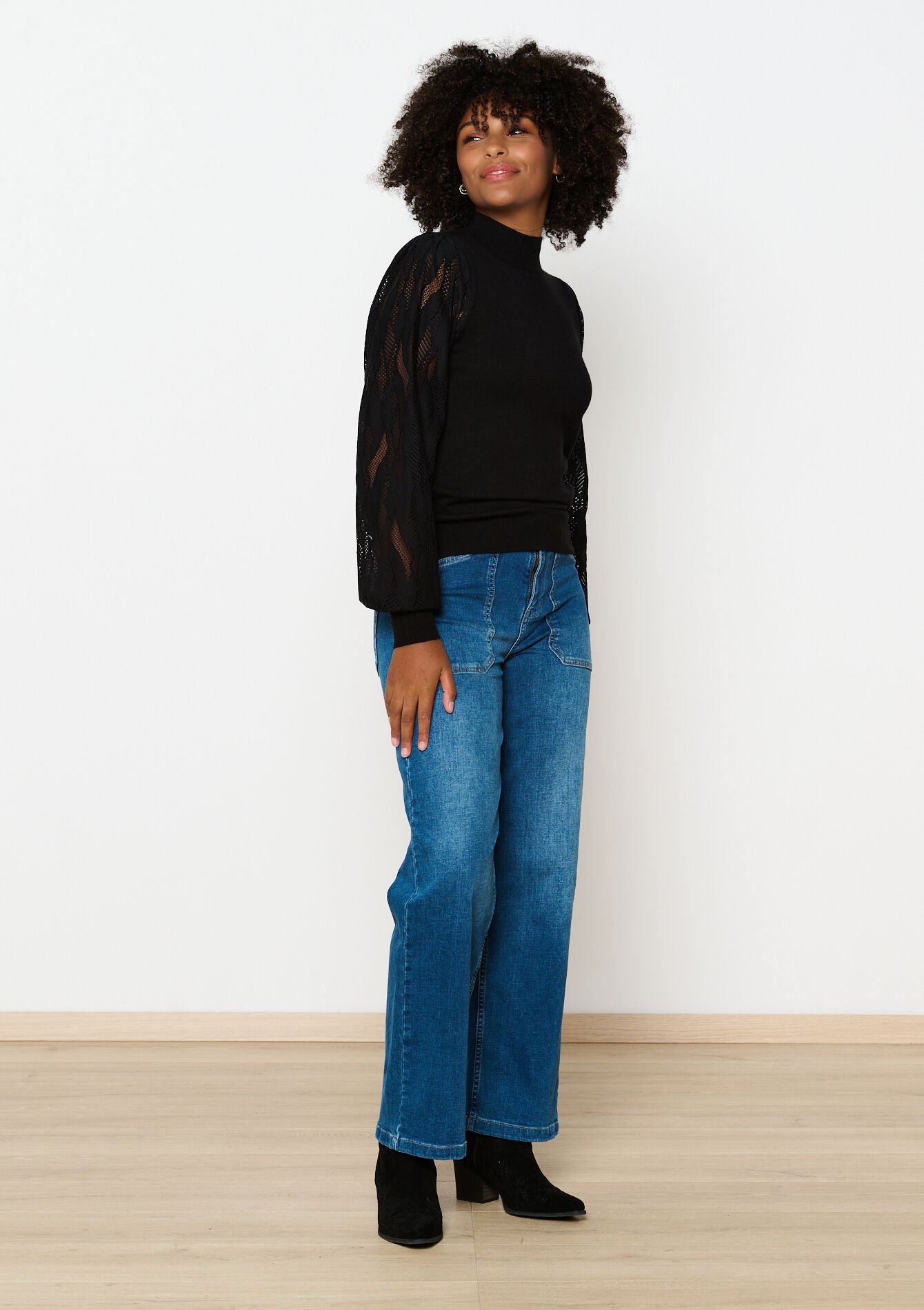 Pull avec manches en mesh, Pull avec manches en mesh - BLACK - 04006526