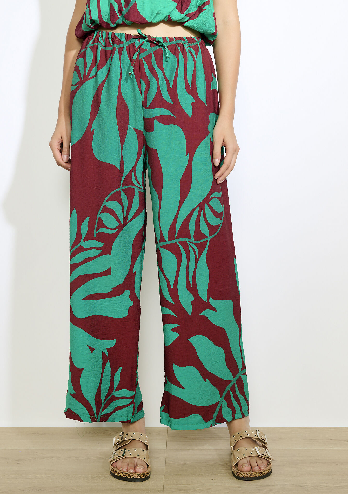 Pantalon ample imprimé - BROWN DARK CHOCOLATE - 06601024_3720