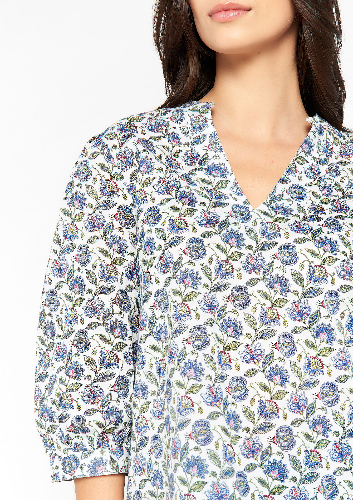 Blouse with floral print - BLUE SKY - 05702077_3009