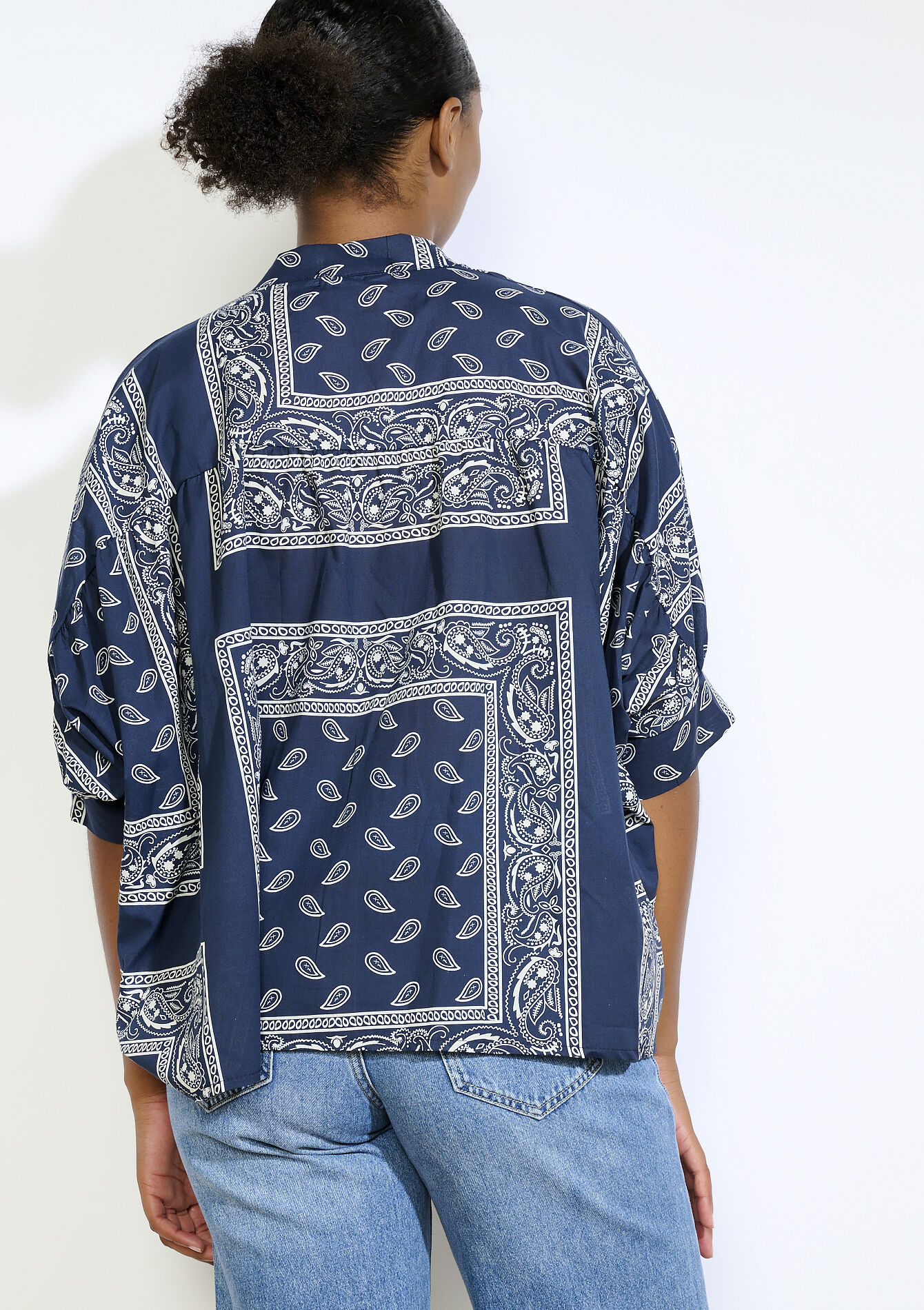 Oversized blouse met bandanaprint , Oversized blouse met bandanaprint - NAVY BASIC - 05702928_2723
