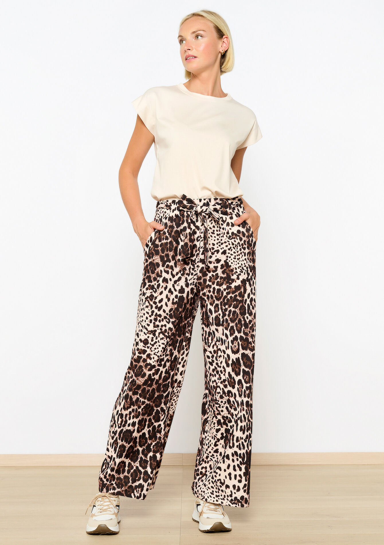 Losse broek met luipaardprint, Losse broek met luipaardprint - CAMEL CINNAMON - 06600910_3835