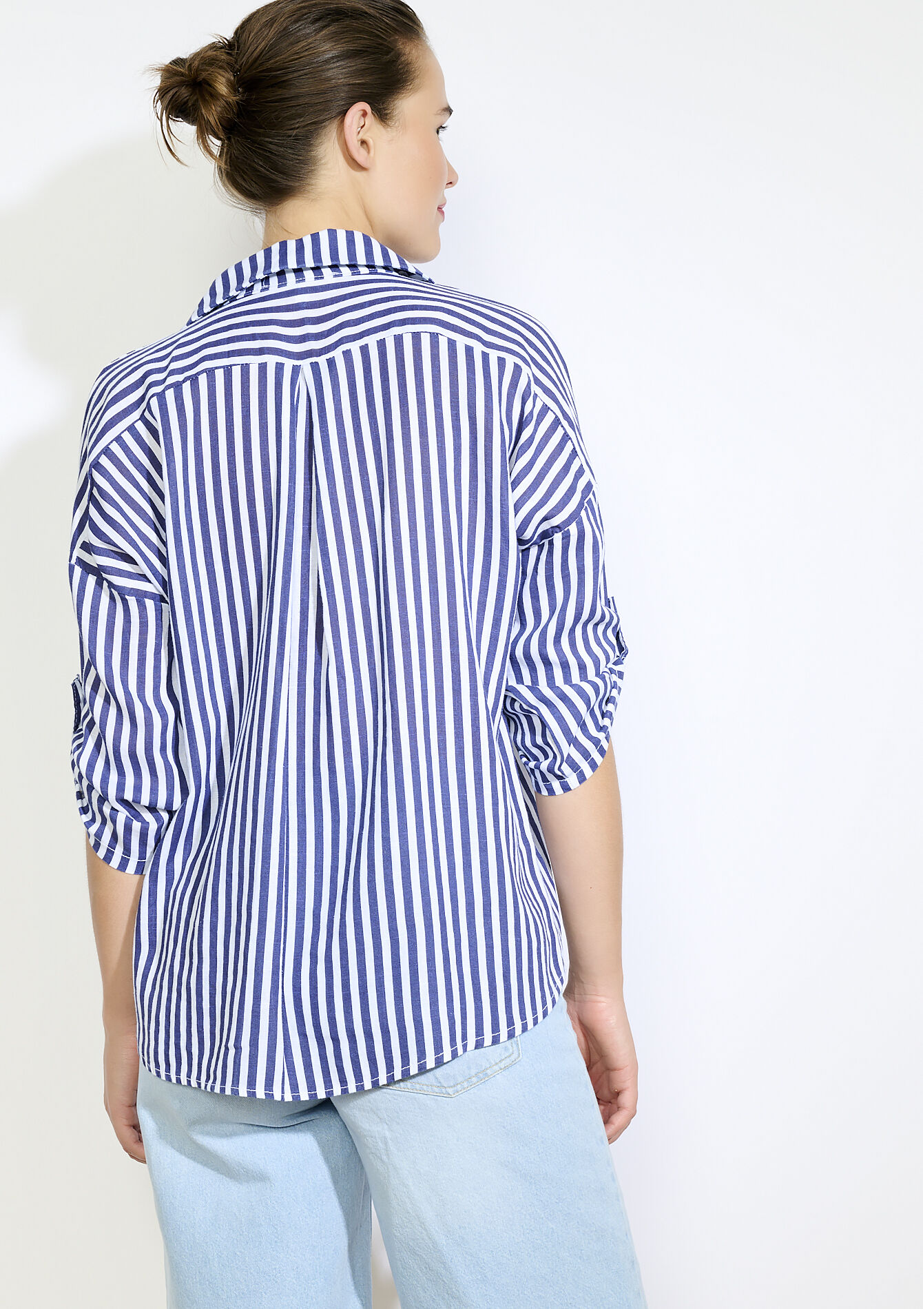 Losvallende streepjesblouse, Losvallende streepjesblouse - NAVY BASIC - 05702837_2723