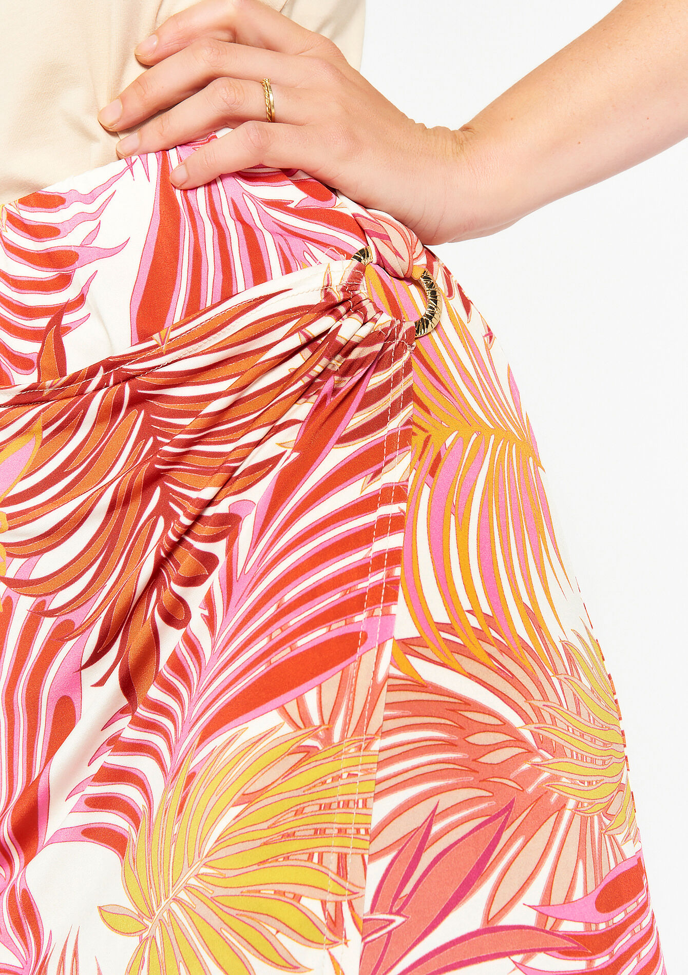 Asymmetrische rok met tropische print, Asymmetrische rok met tropische print - ORANGE SUNSET - 07101140_5200