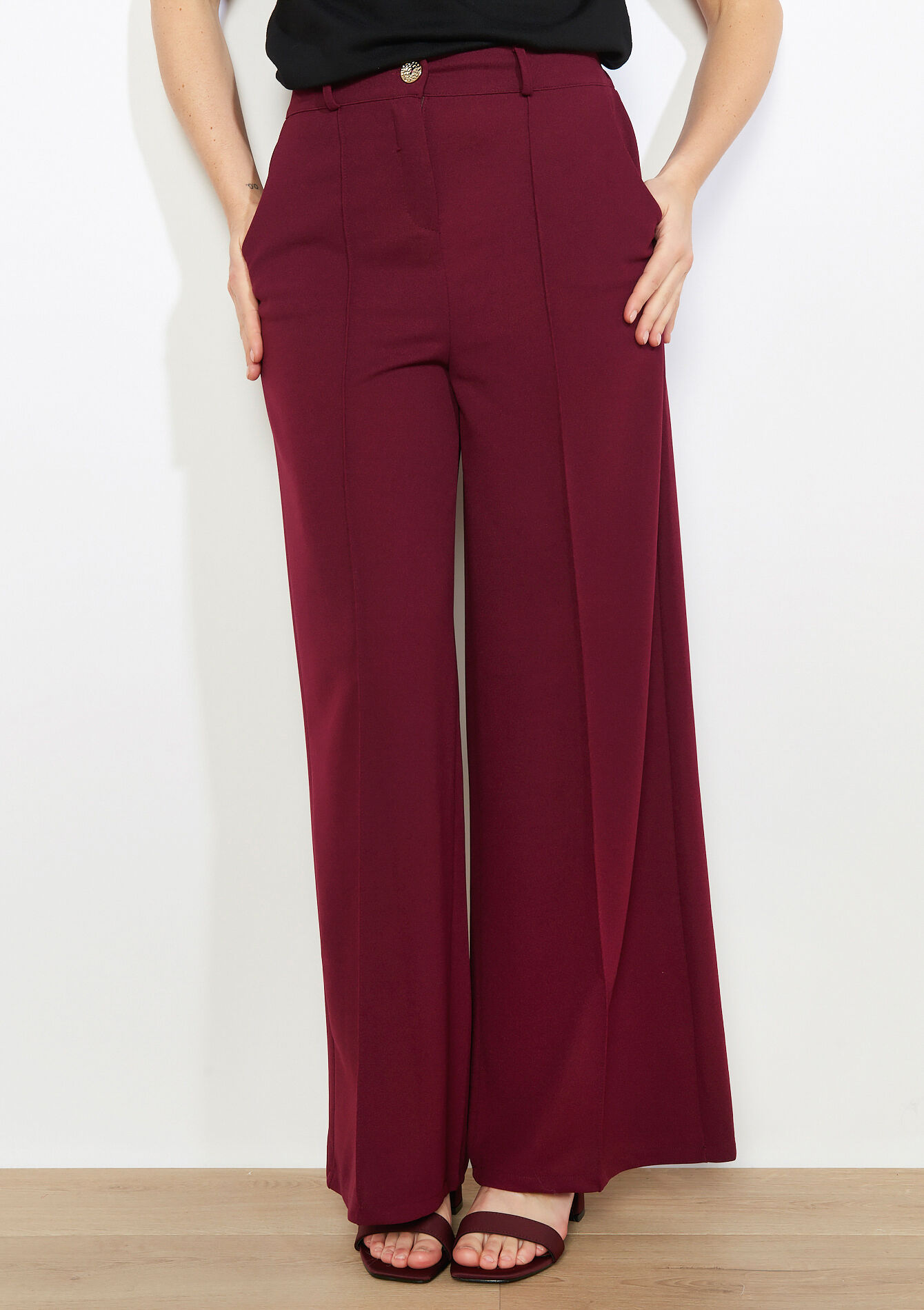 Klassieke flared broek - AUBERGINE - 06601116_1537