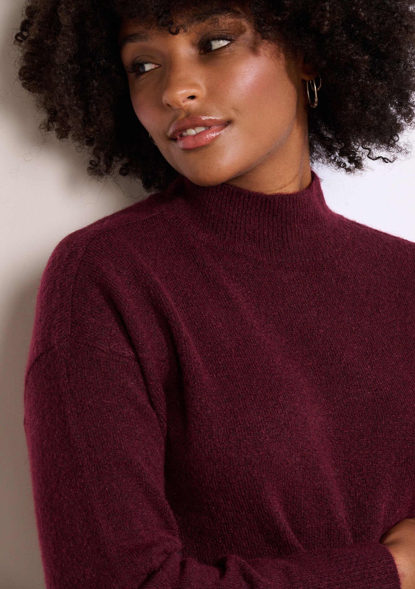 Soft knit high neck jumper, Soft knit high neck jumper - BORDEAUX WINE - 04006914_5514