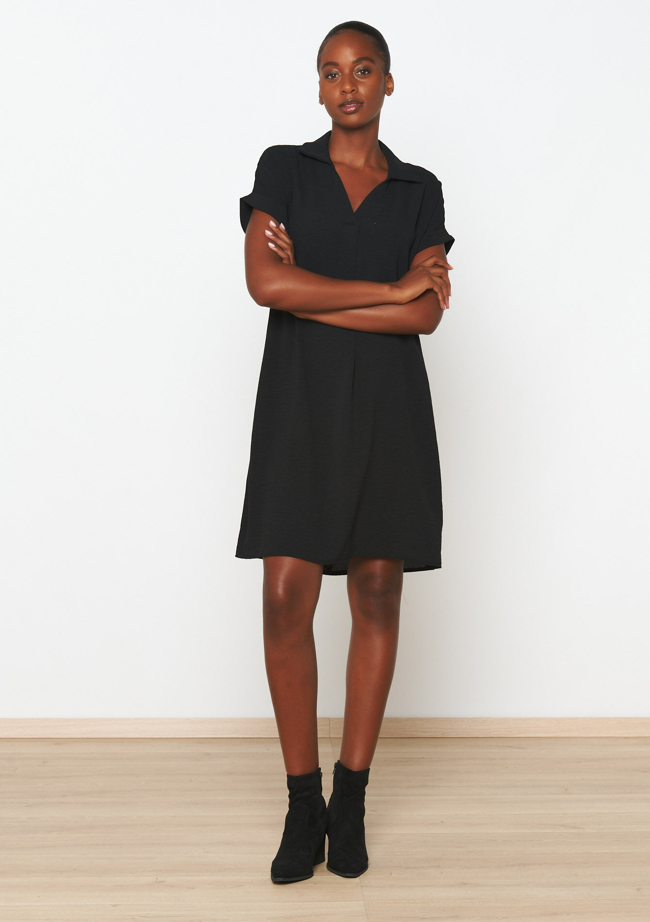 Rechte polo-jurk - BLACK - 08103836_1119