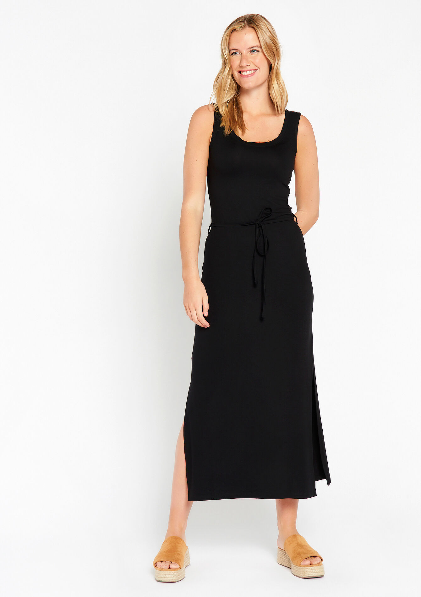 Maxi dress with open back, Maxi dress with open back - BLACK - 08601826_1119