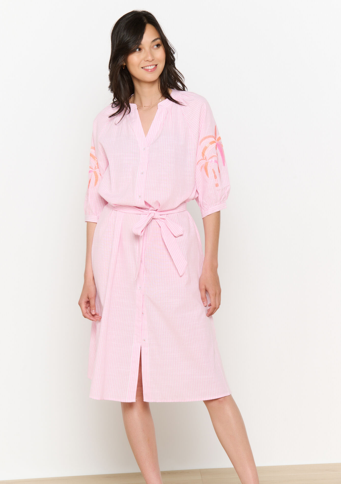 Geborduurde hemdjurk - FUCHSIA - 08104106_5626