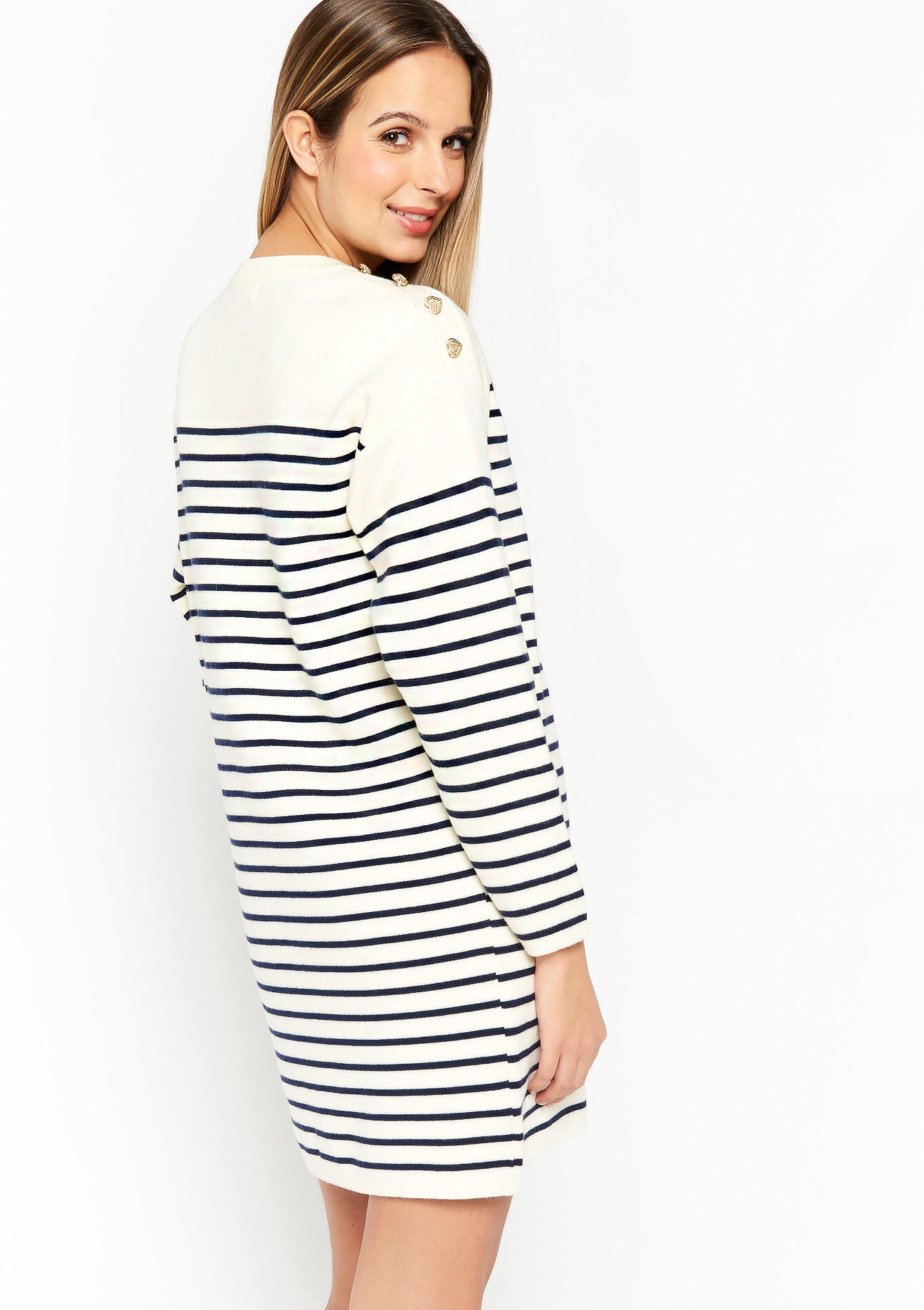 Gestreepte trui-jurk, Gestreepte trui-jurk - OFFWHITE - 08103126