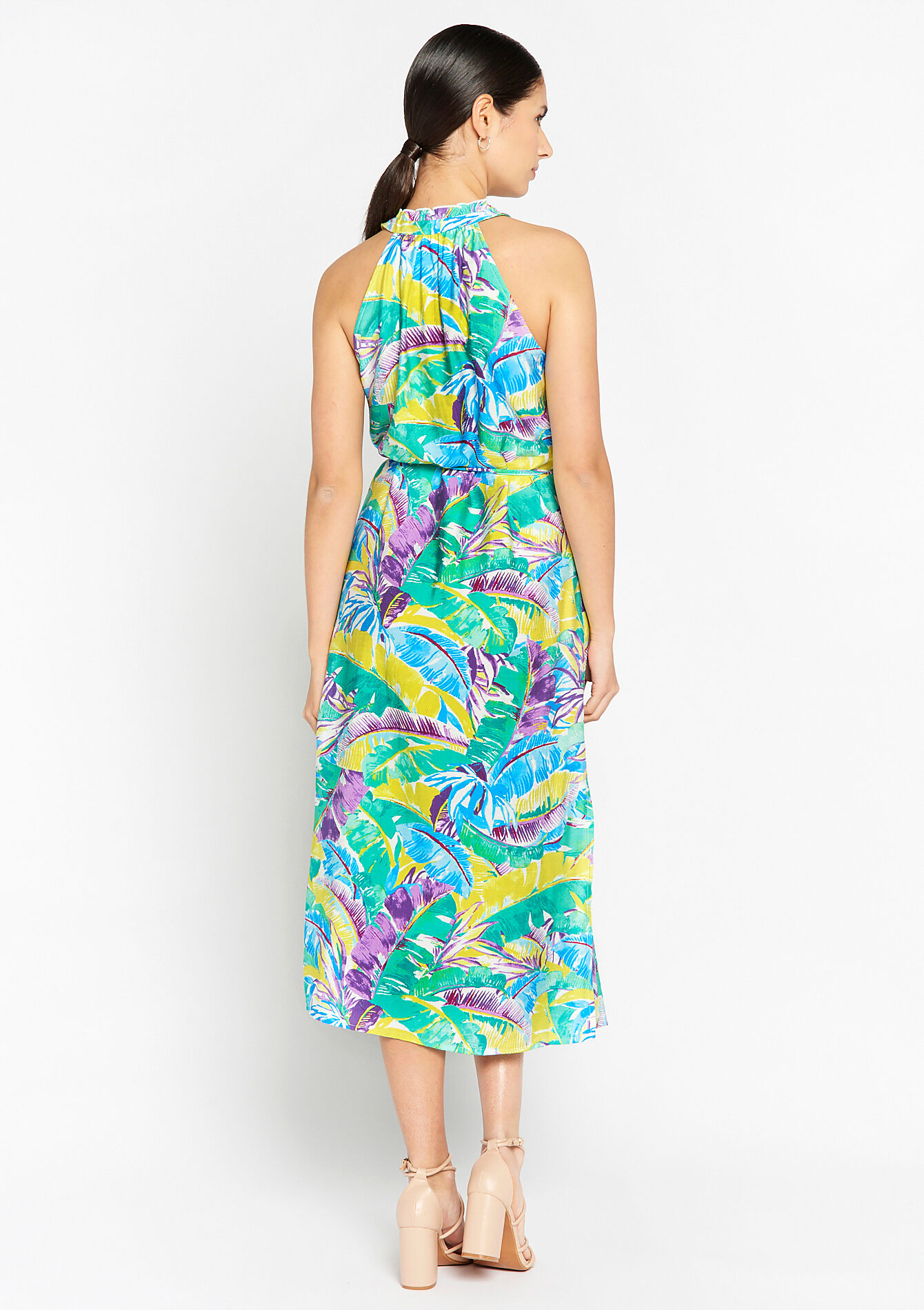Maxi-jurk met tropische print - TURQUOISE - 08601999_1759