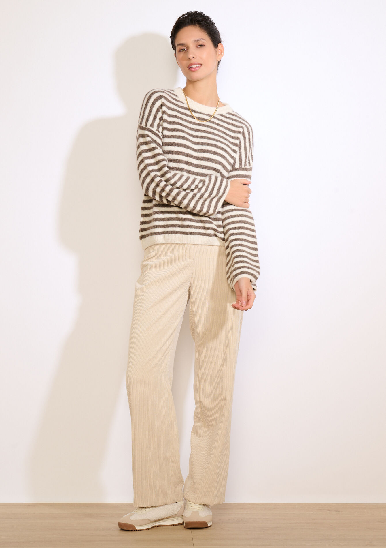 Oversized gestreepte trui, Oversized gestreepte trui - VANILLA WHITE - 04007108_1013