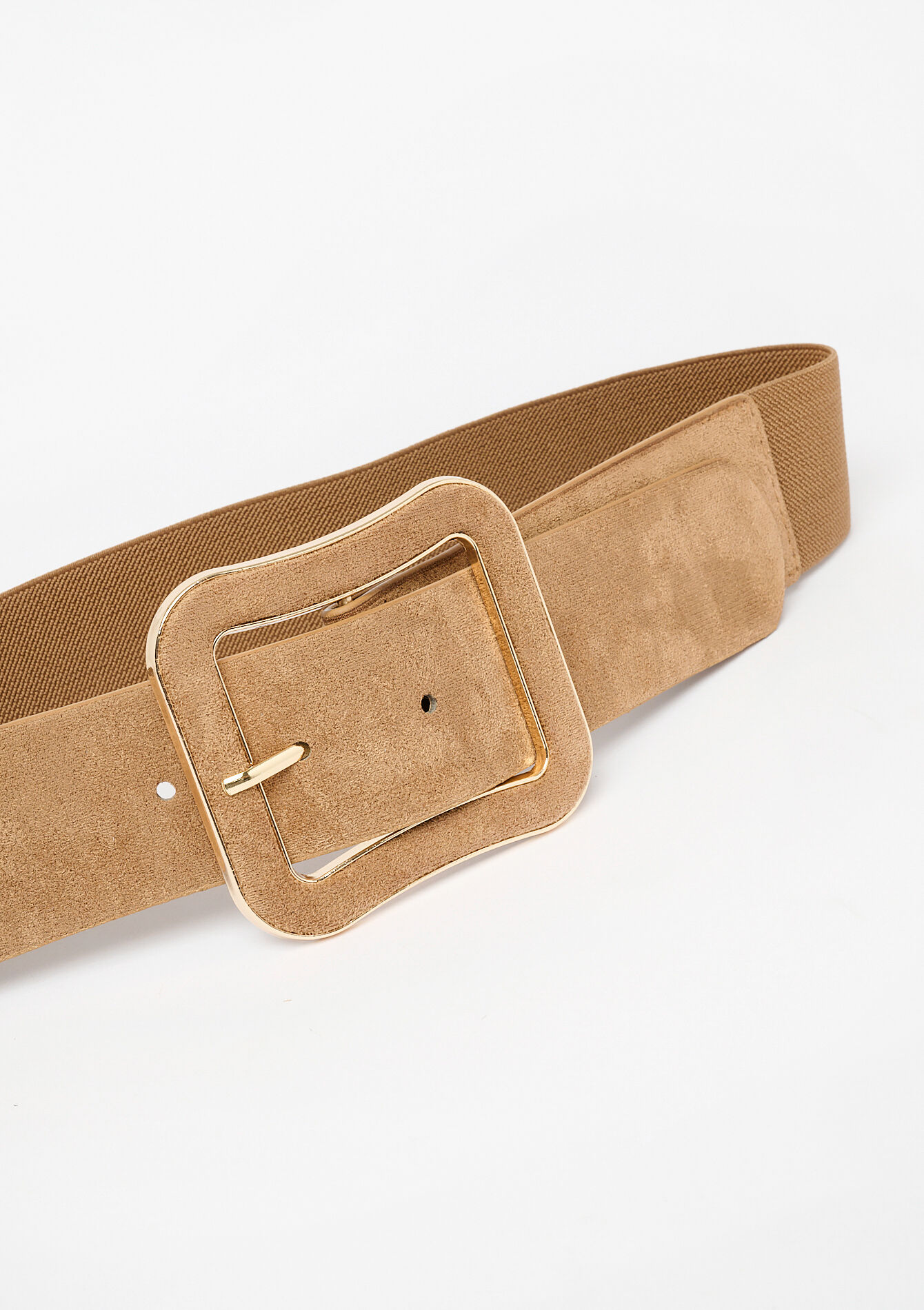 Ceinture en suédine avec boucle carrée - TAUPE - 14001742_1021