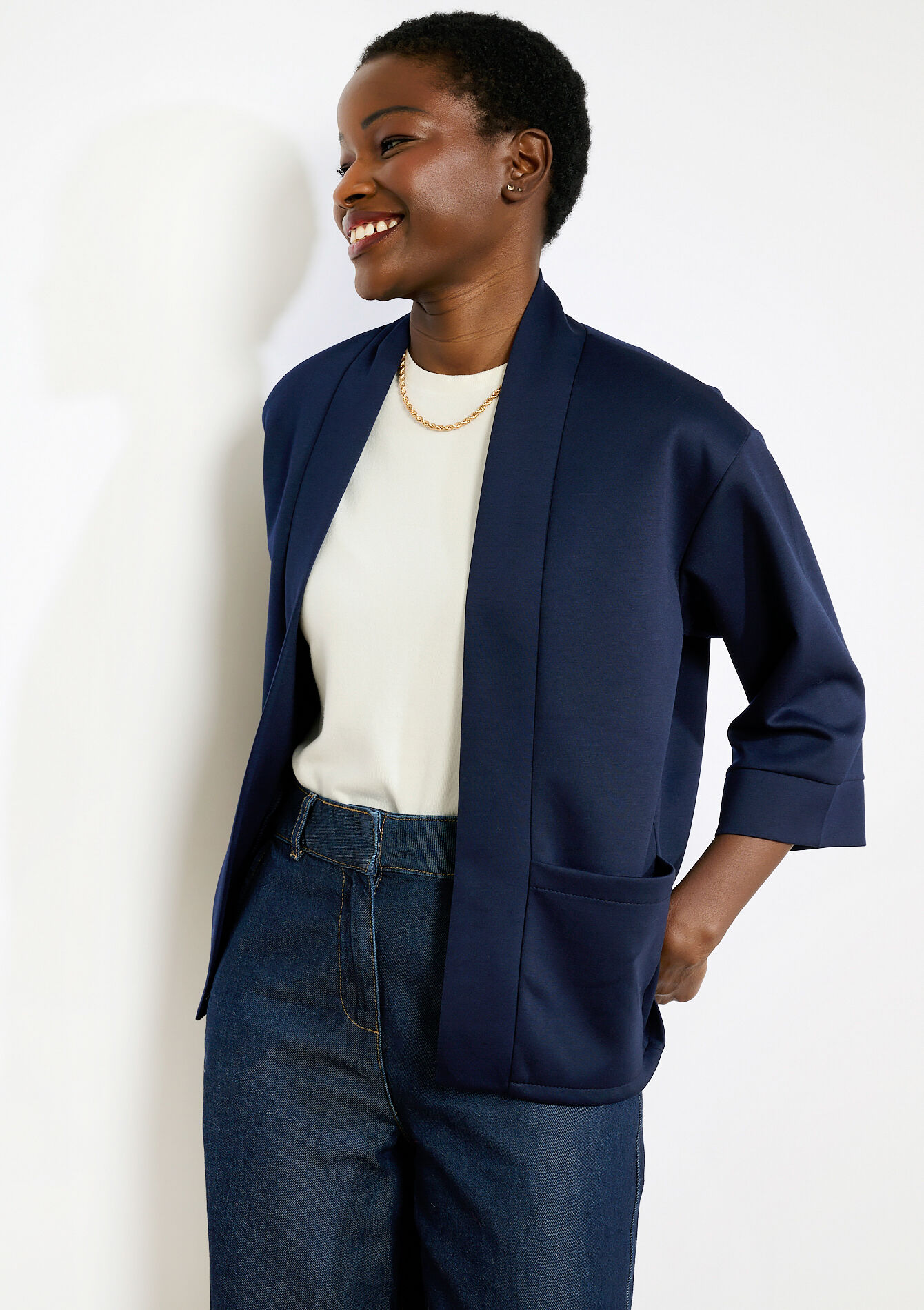 Veste fluide manches 3/4, Veste fluide manches 3/4, , back