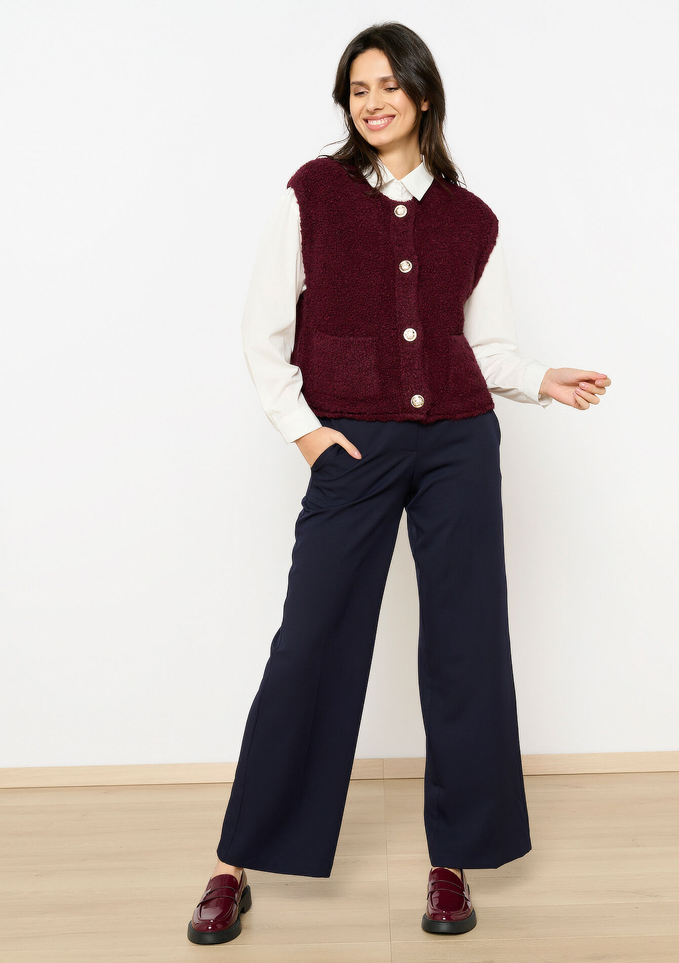 Mouwloze cardigan, Mouwloze cardigan - BORDEAUX WINE - 04101268_5514