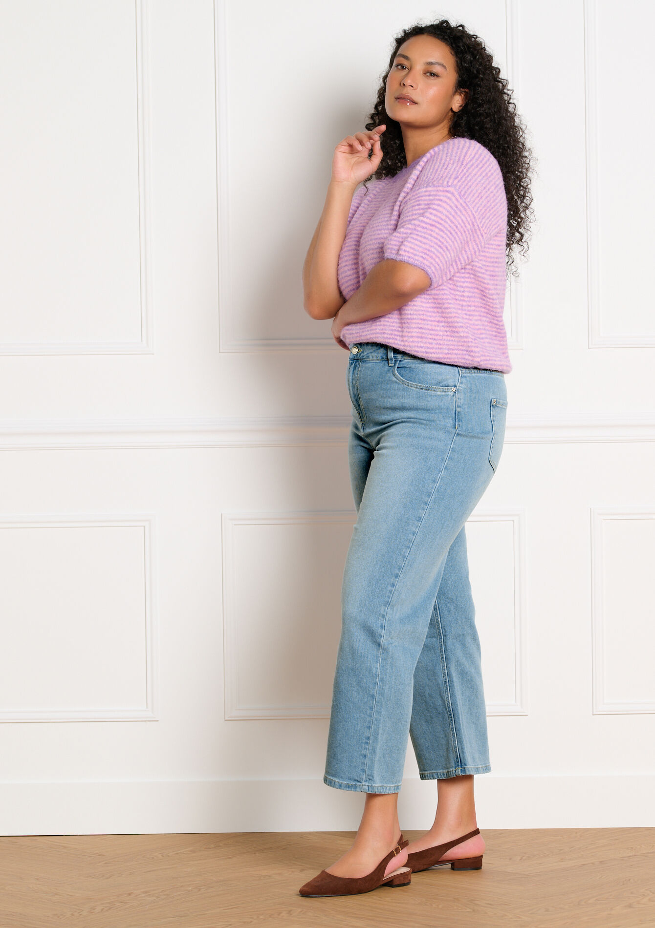 7/8 jeans met hoge taille - BLUE BLEACHED - 22000630_0502