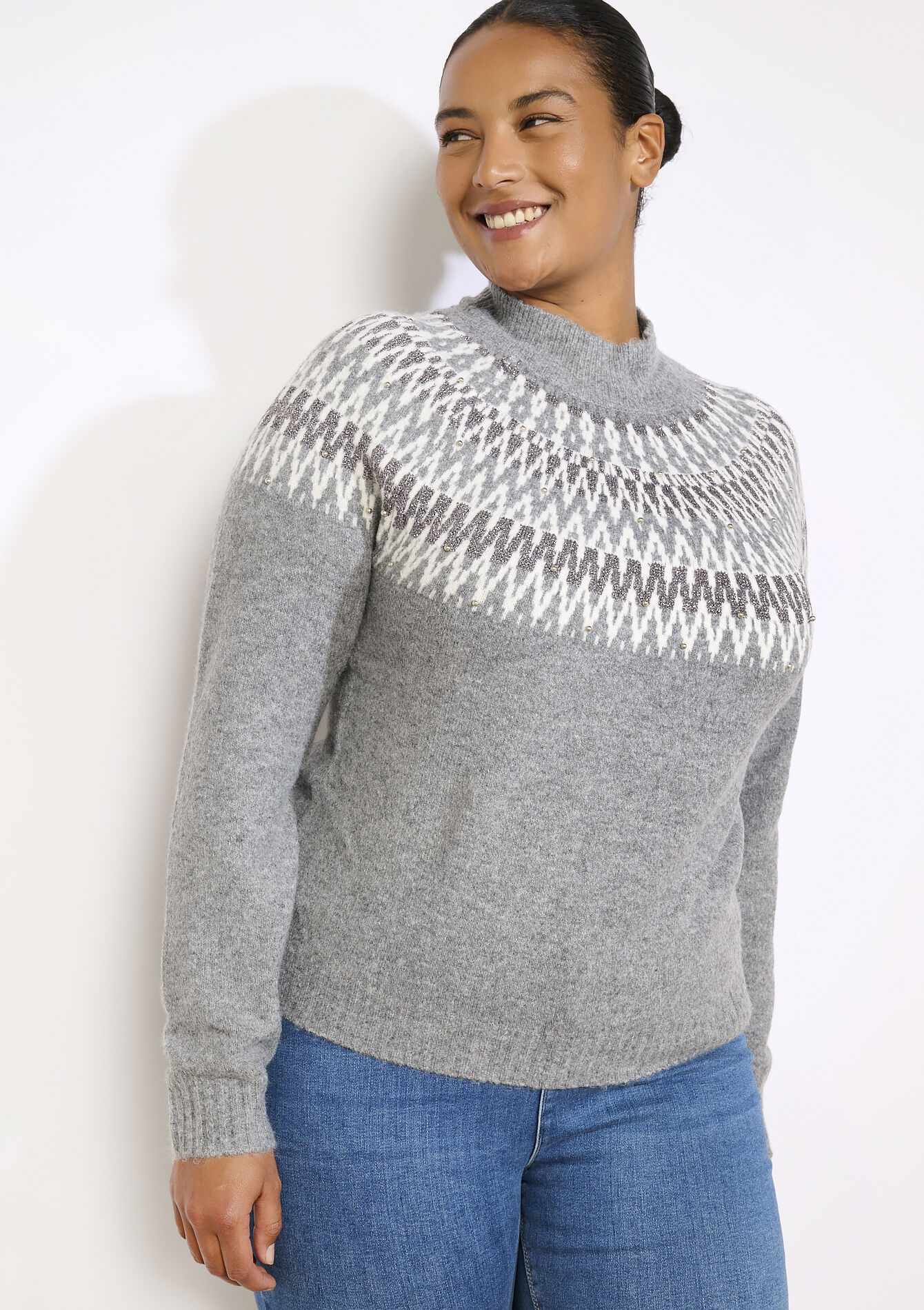 Trui met parelaccent, , back