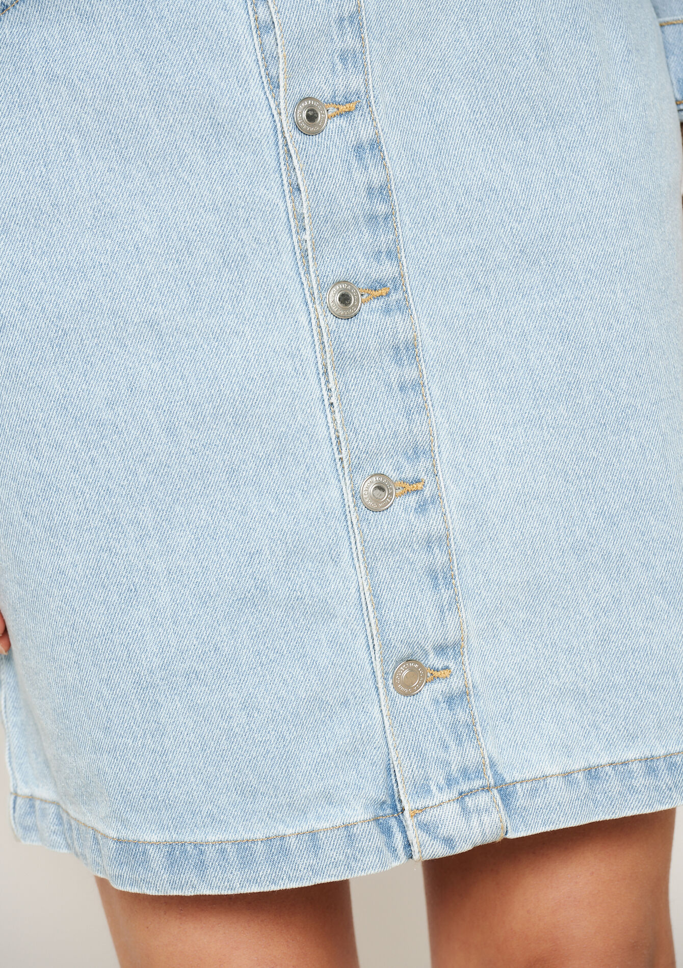 Jupe mi-longue en denim, Jupe mi-longue en denim - BLUE BLEACHED - 07101336_0502