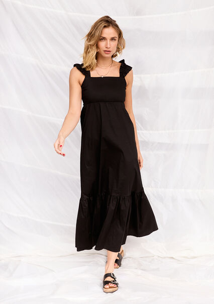 Poplin maxi dress - BLACK - 08103632_1119