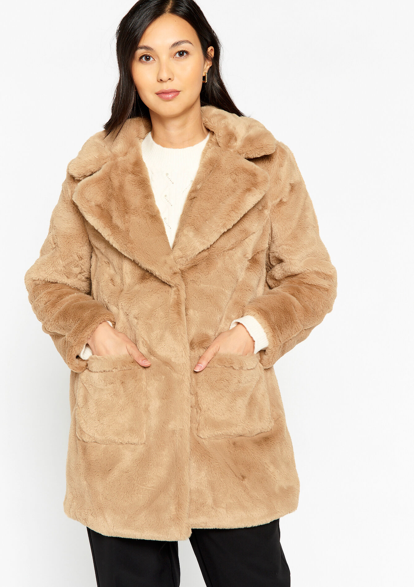 Veste en fausse fourrure, Veste en fausse fourrure - CAMEL BEIGE - 23000609_1132