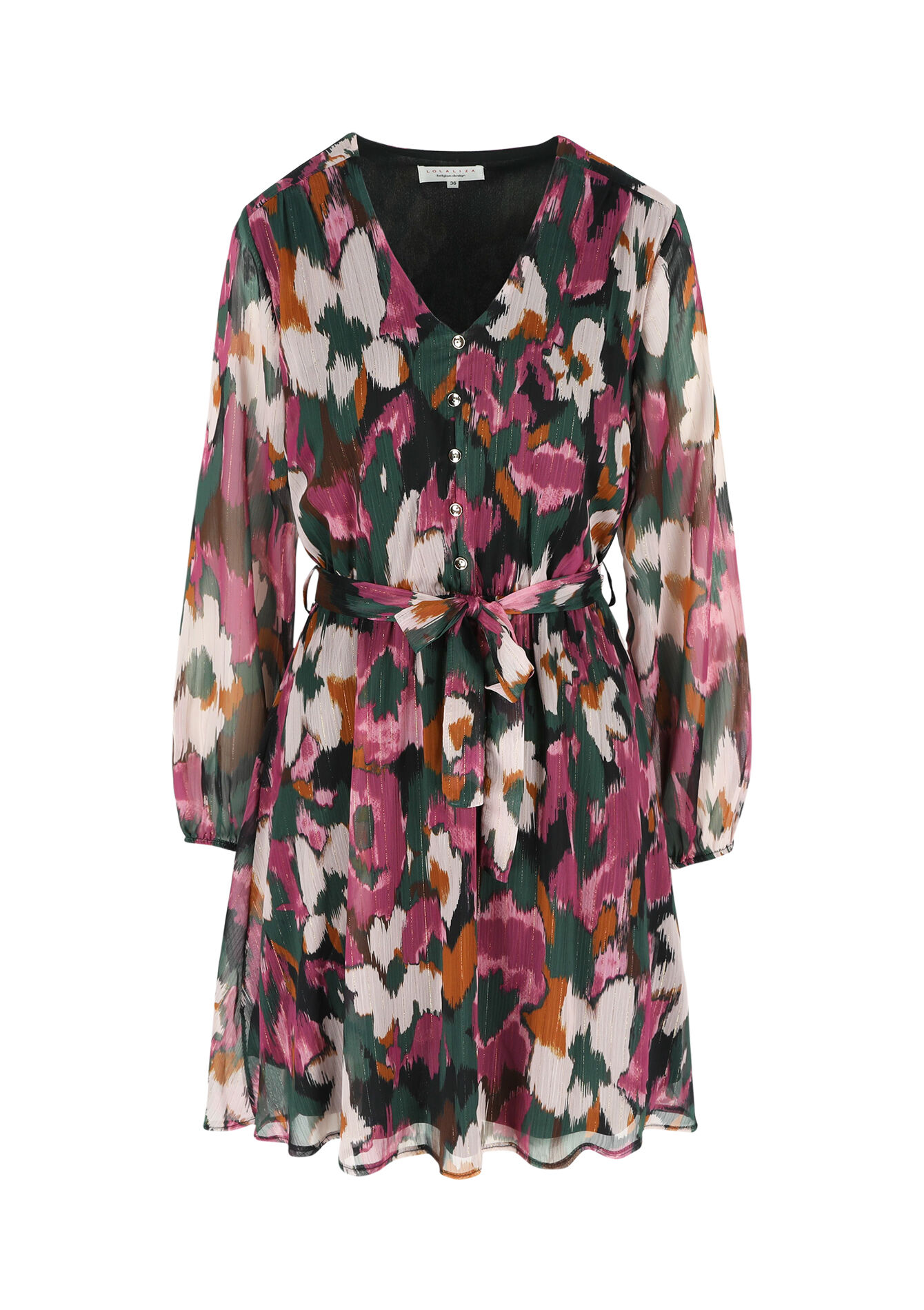 Robe courte à imprimé fleuri, Robe courte à imprimé fleuri - BOTTLE GREEN - 08103847_1778