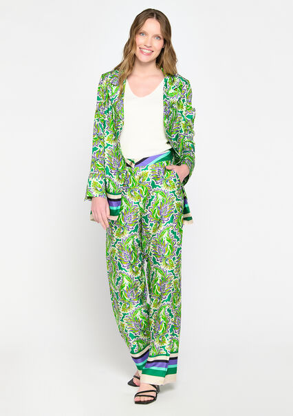 Satin flower trousers - LIME - 06600594_4711