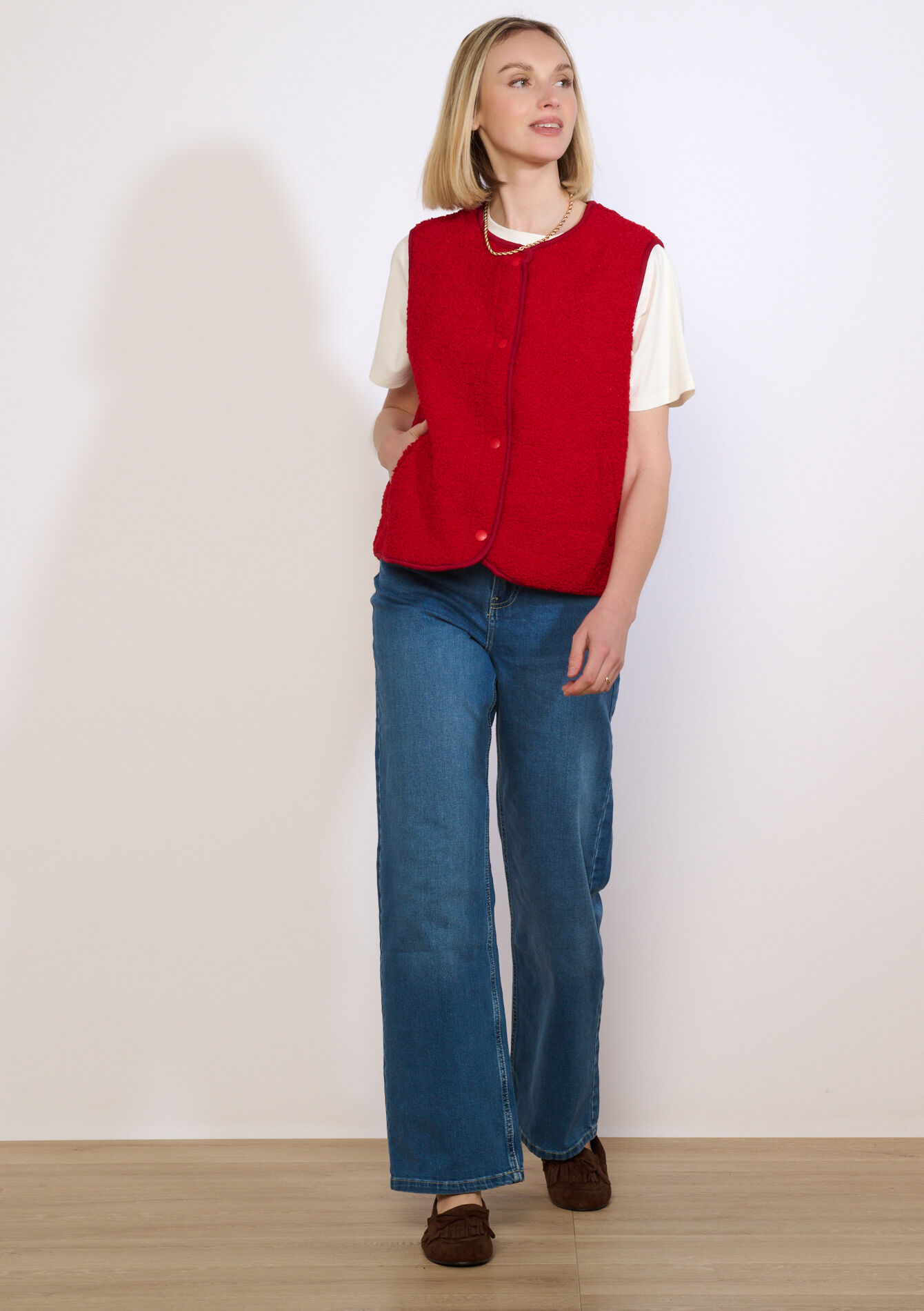 Mouwloos vest met textuur - RED LOLLIPOP - 09001527_5301