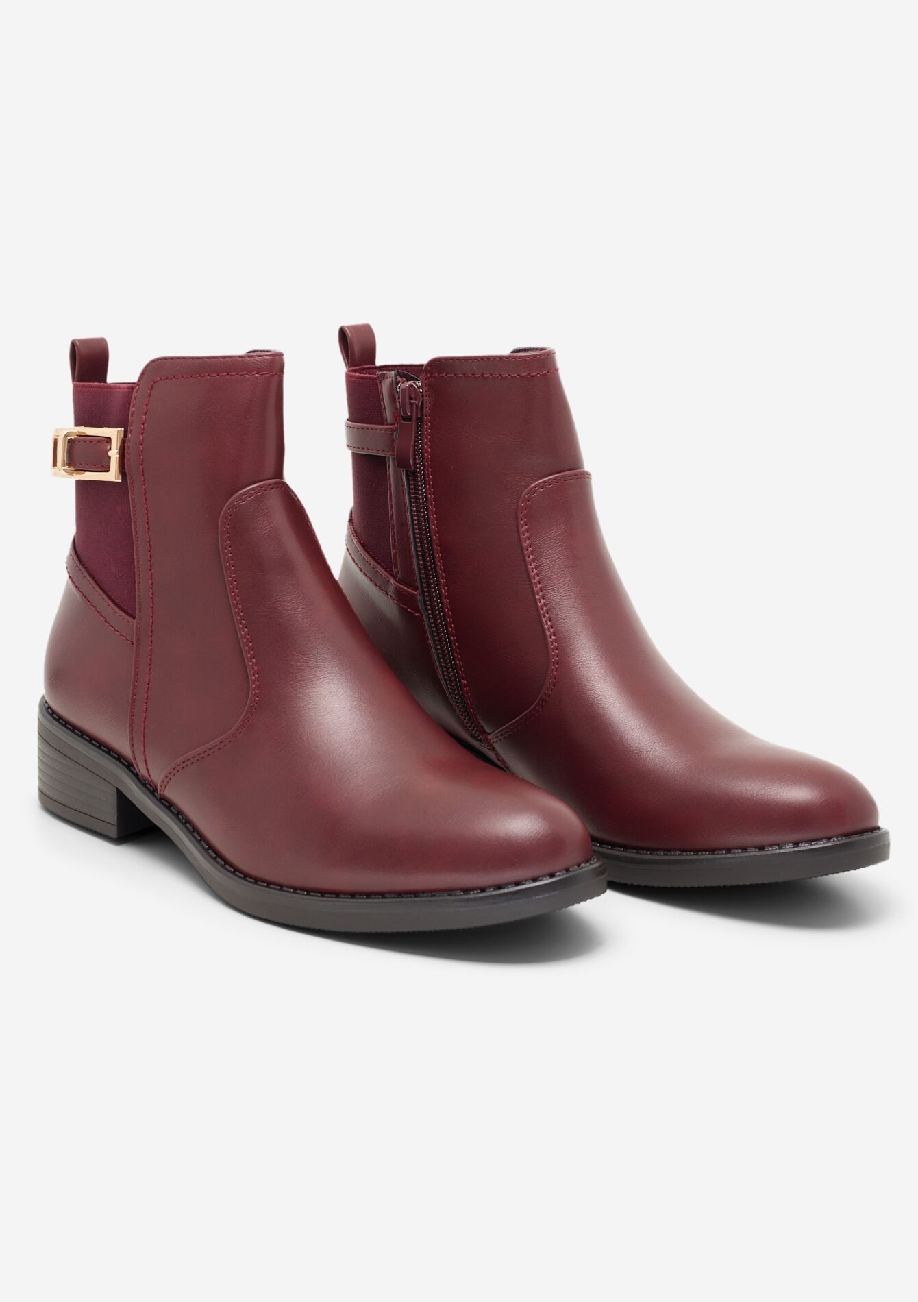 Enkellaarzen met gouden gesp, Enkellaarzen met gouden gesp, , hi-res