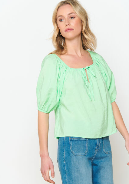 Blouse with puffed sleeves - LIME - 05702486_4711
