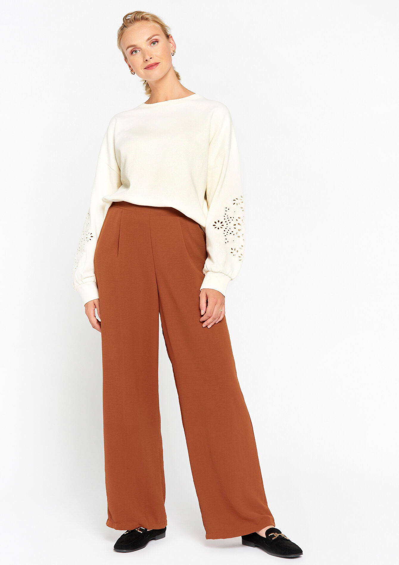 Pantalon évasé - CARAMEL - 06600773_1953