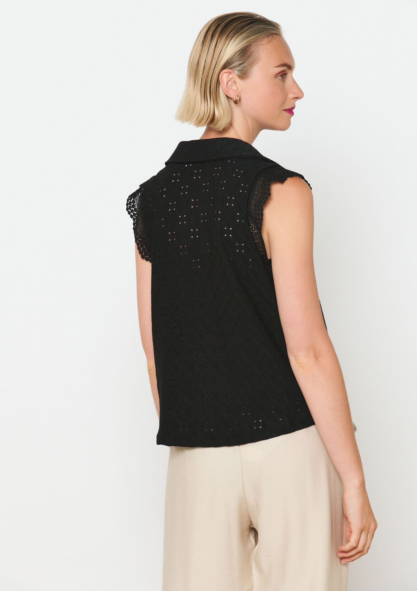 Kanten top, Kanten top - BLACK - 02200435_1119