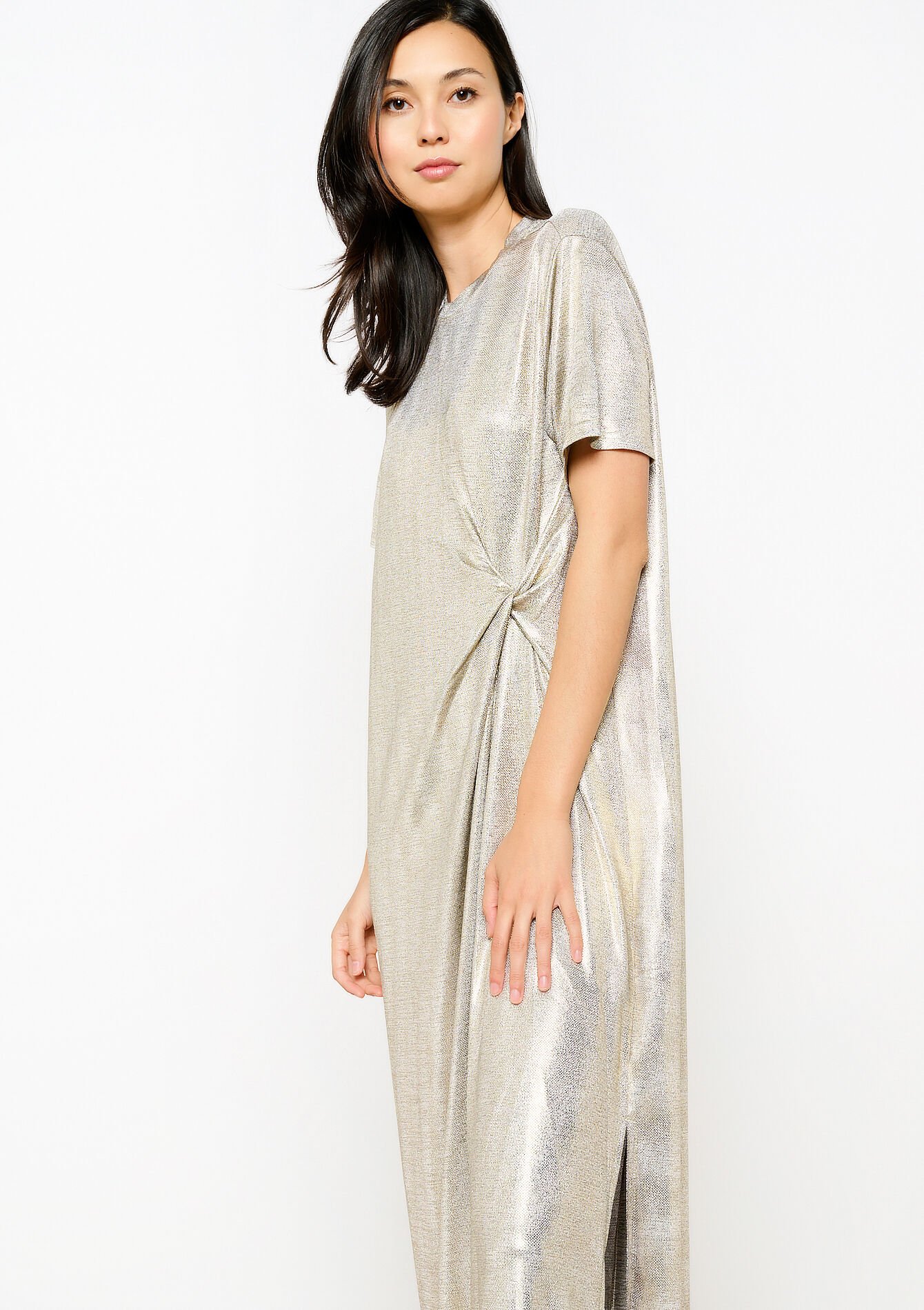 Metallic midi-jurk, Metallic midi-jurk - GOLD - 08103791_1058