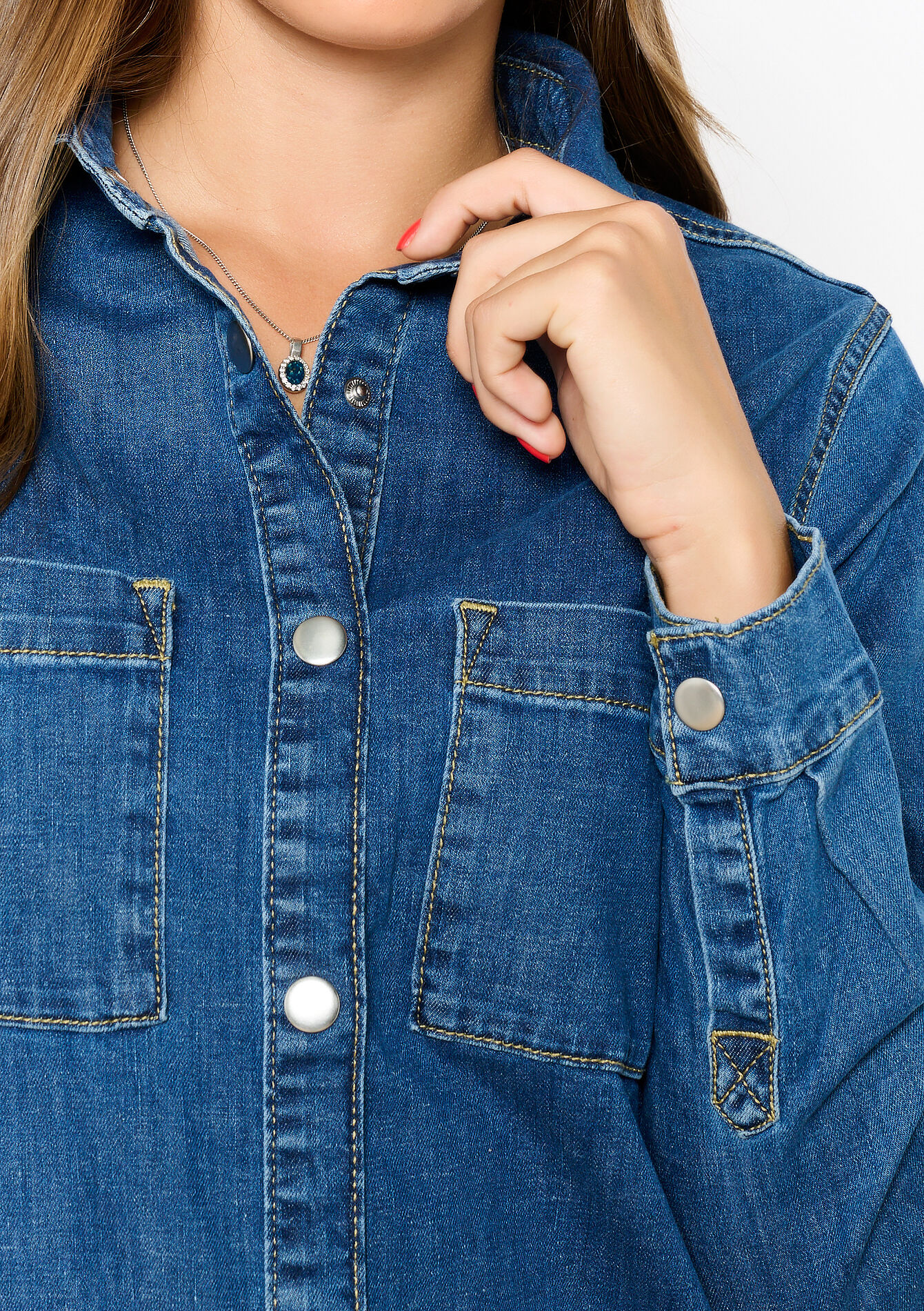 Straight denim dress - MEDIUM BLUE - 08103554_0500