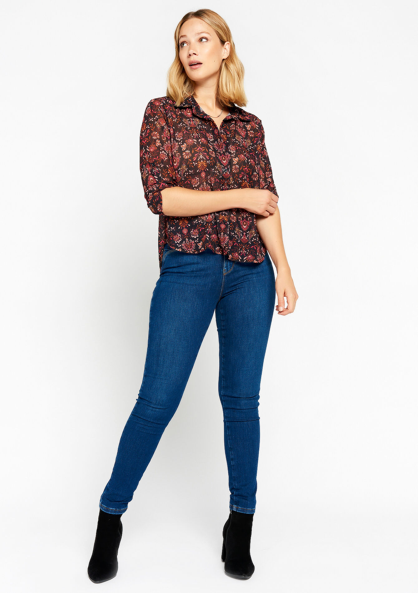 Hemd met bloemenprint - BLACK / PINK - 05702359_2602