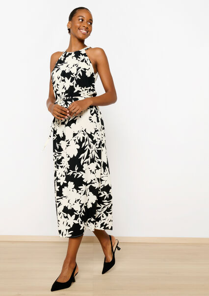 Halter dress with floral print - OFFWHITE - 08602244_1001
