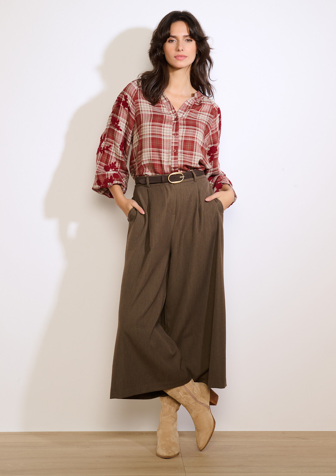 Geborduurde vichyblouse, Geborduurde vichyblouse - OFFWHITE - 05702999_1001