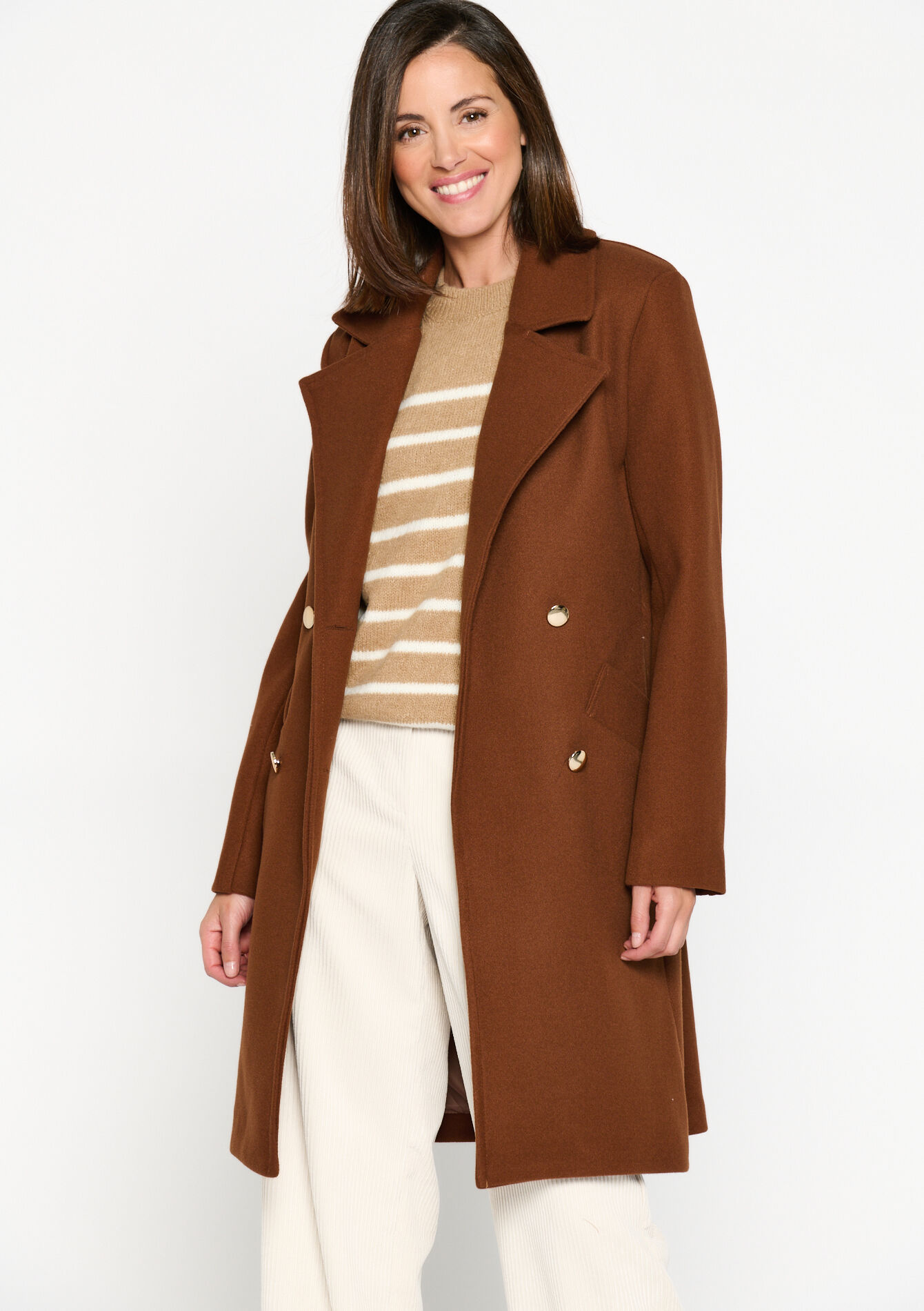 Veste mi-longue - CAMEL BROWN - 23000637_3818