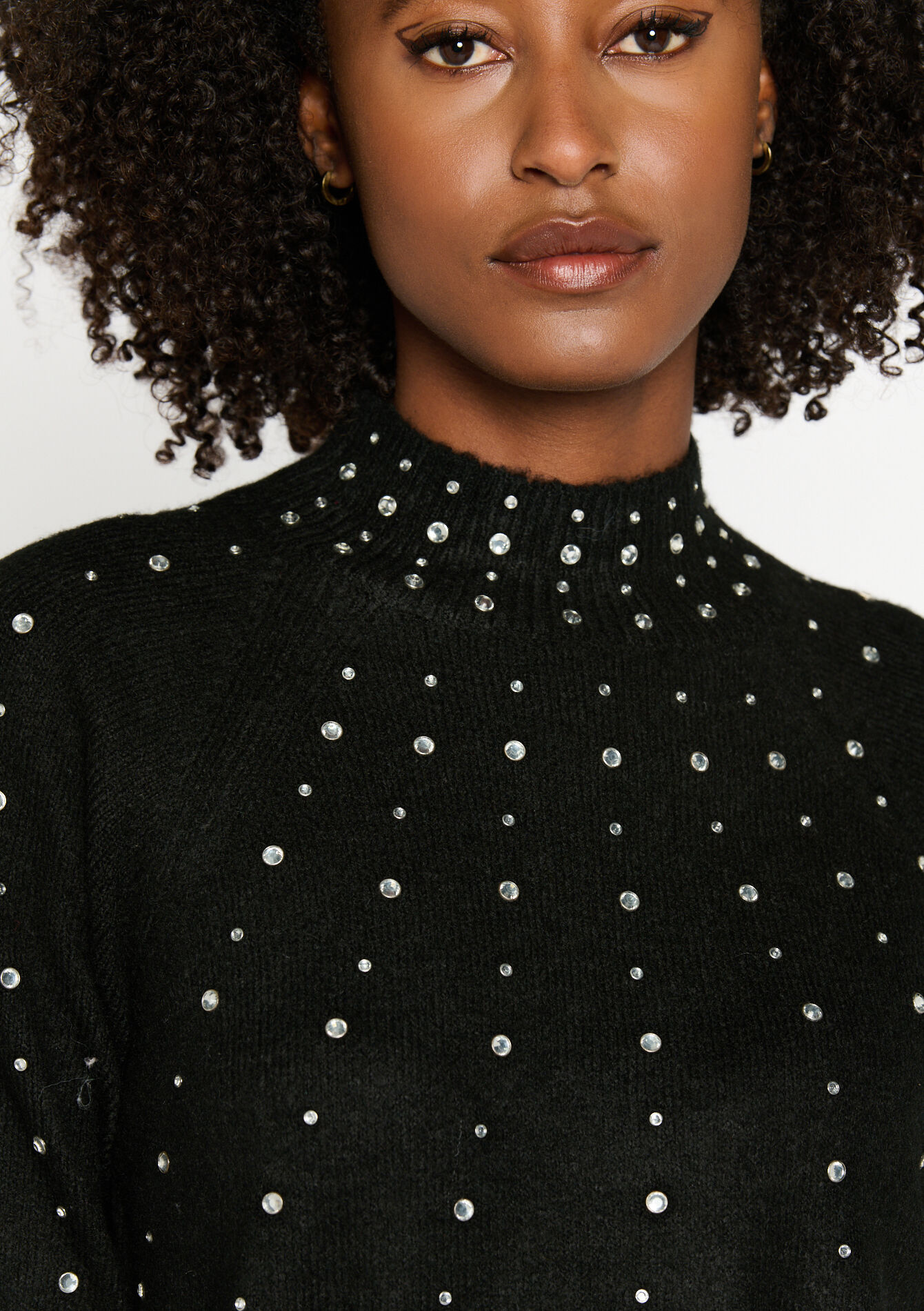 Turtleneck with diamonds - BLACK - 04006164_1119