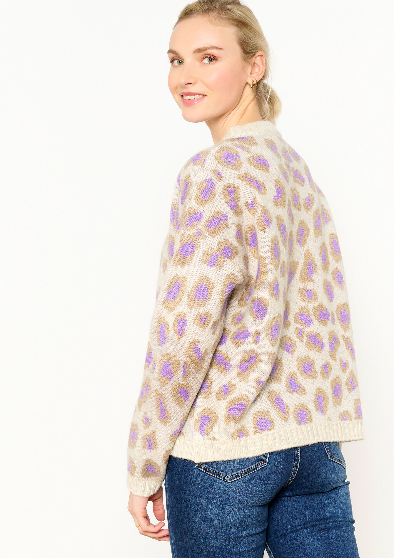 Jacquard trui met luipaardprint, Jacquard trui met luipaardprint - LILAC BRIGHT - 04006455_2578