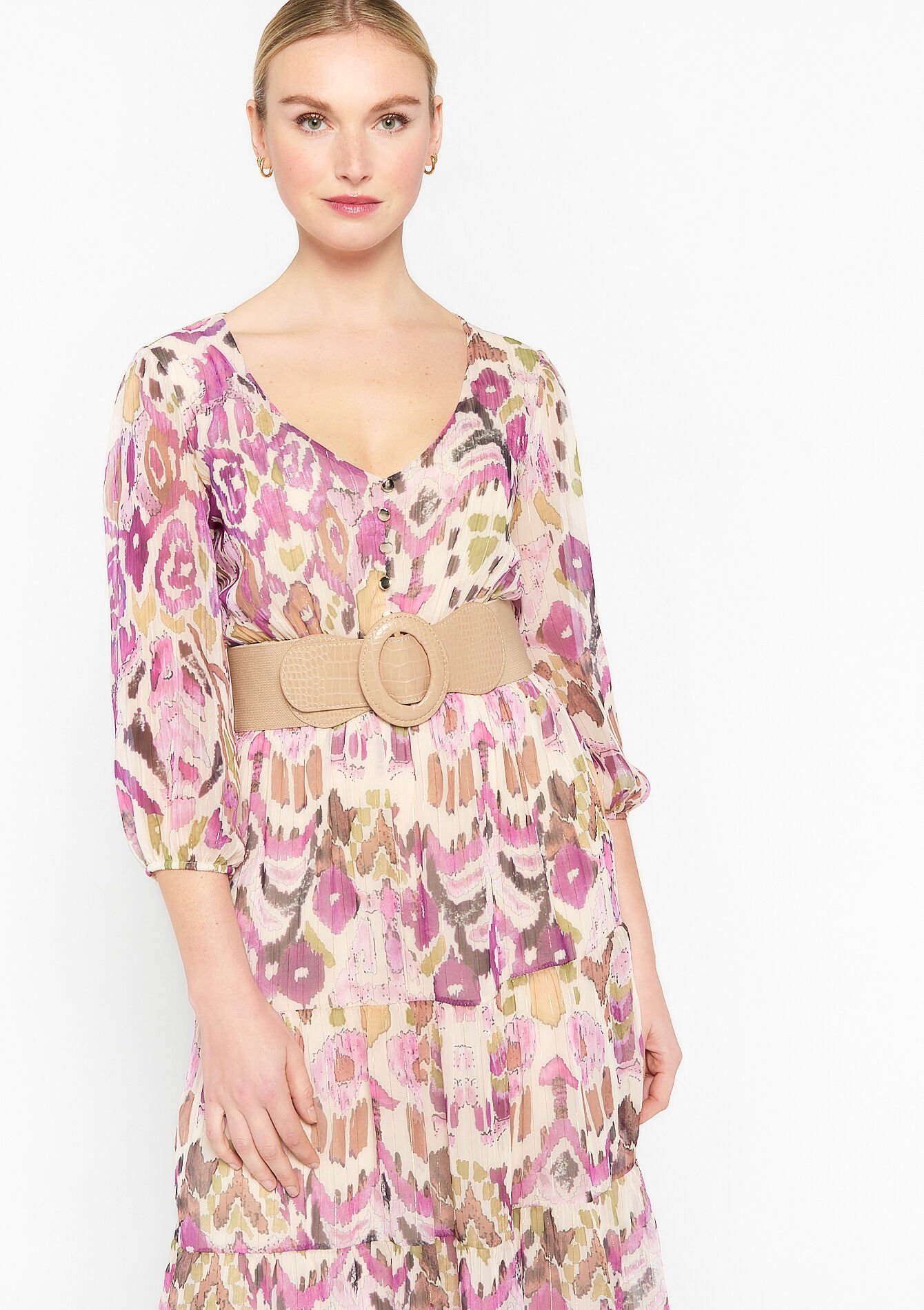 Belt with crocopattern, Belt with crocopattern - LIGHT TAUPE - 1066908