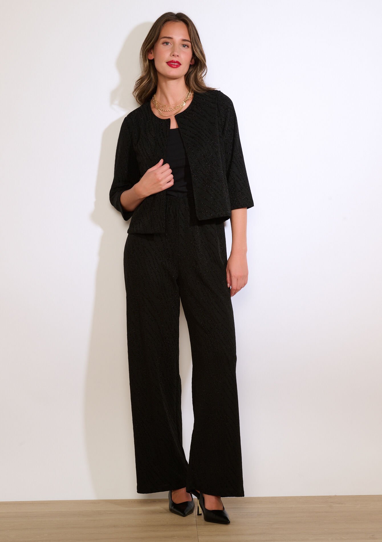 Wijde broek met zebra-lurex, Wijde broek met zebra-lurex - BLACK - 06601084_1119