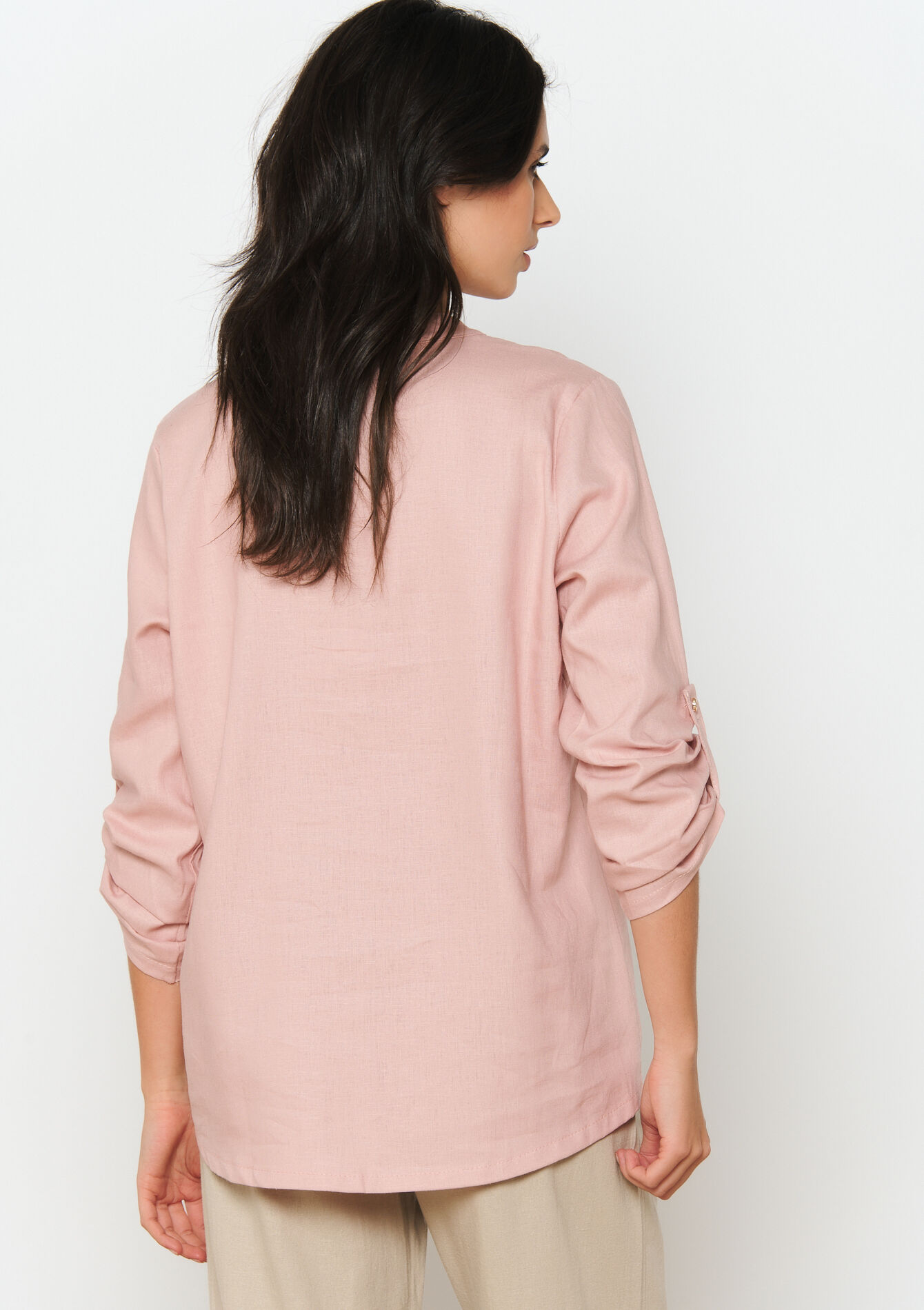 Hemd van linnenmix, Hemd van linnenmix - NUDE PINK - 05702482_1301