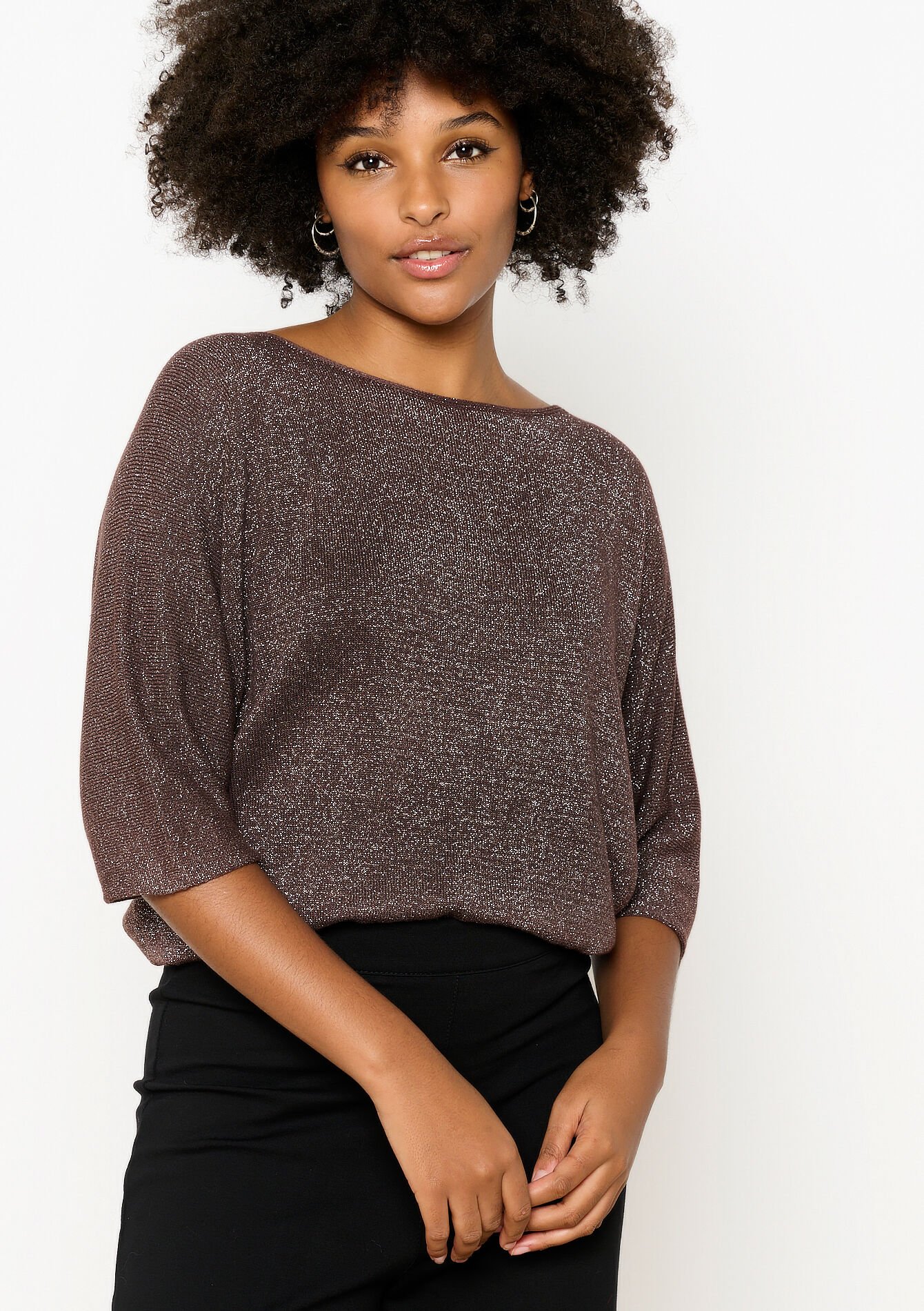 Fijne trui met lurex, Fijne trui met lurex - BROWN DARK CHOCOLATE - 04006637_3720