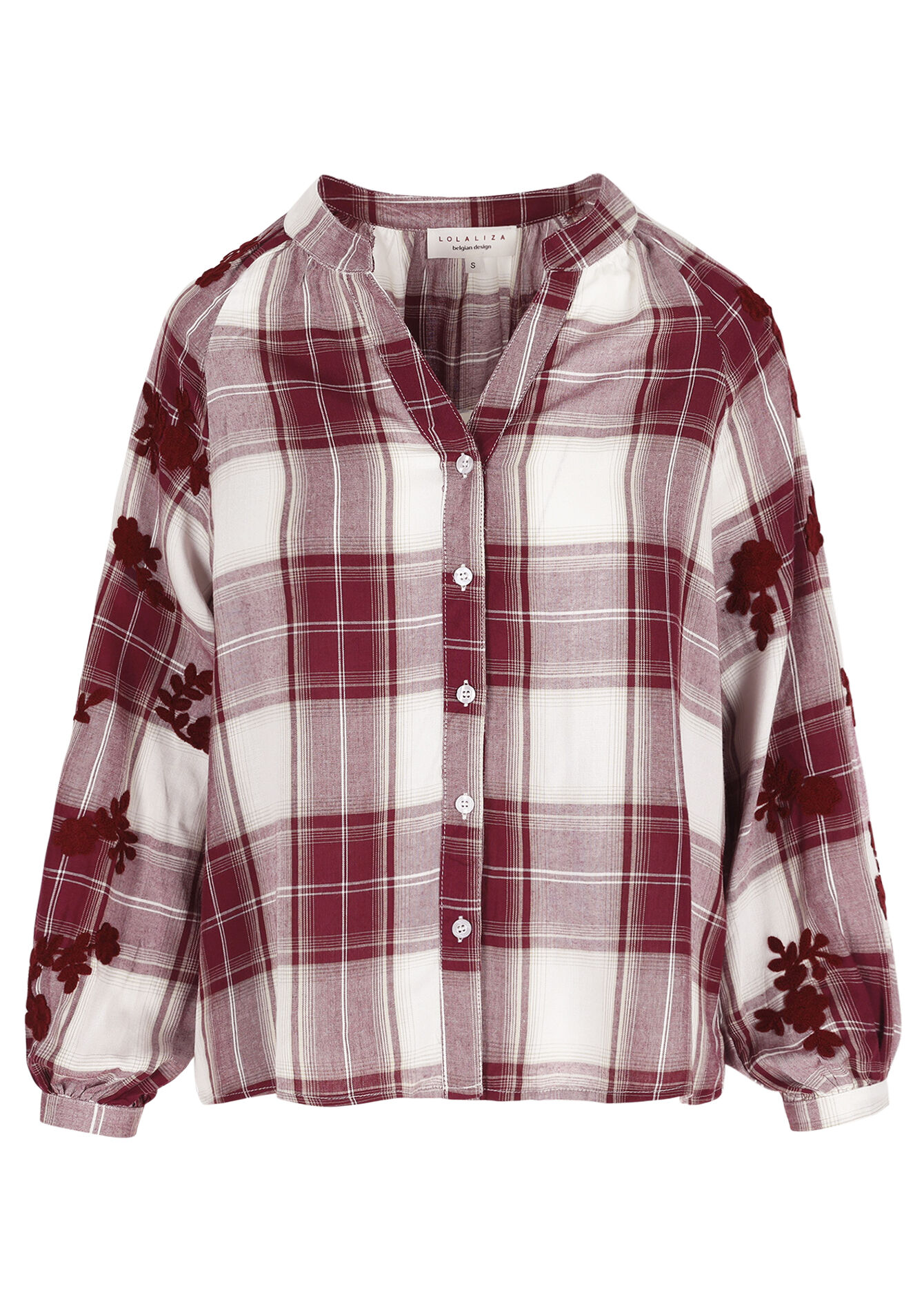 Geborduurde vichyblouse - OPTICAL WHITE - 05702999_1019