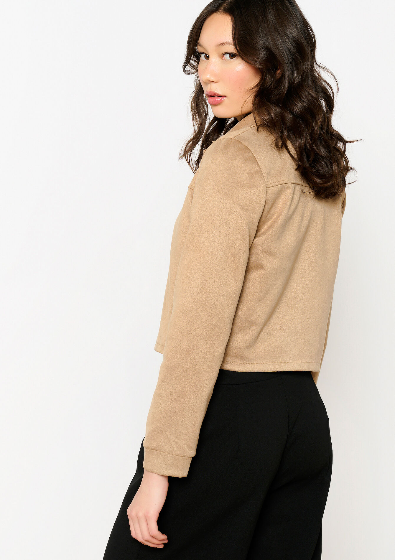 Short suede jacket, Short suede jacket - LIGHT TAUPE - 09101008_2572
