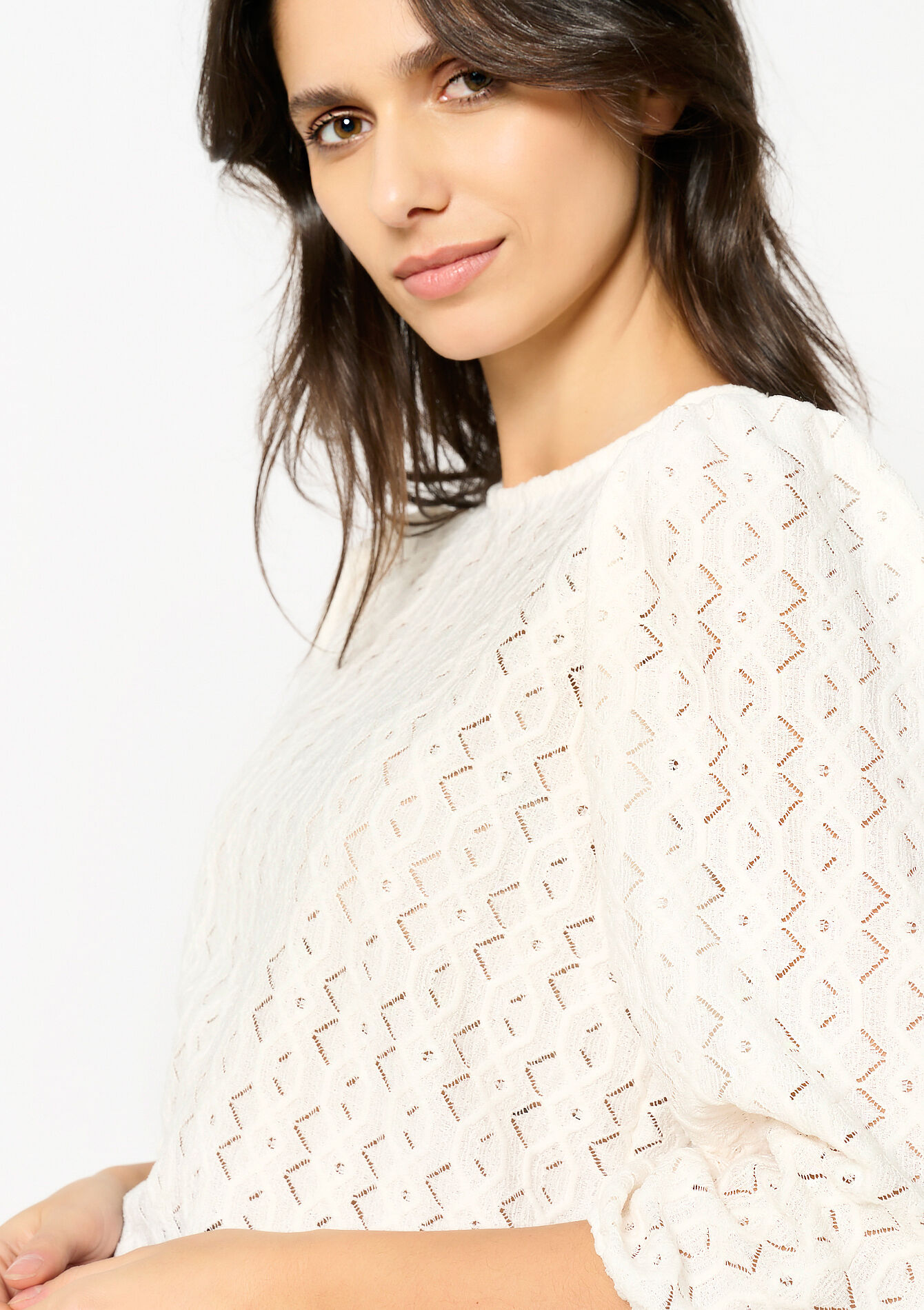 Large sleeve T-shirt, Large sleeve T-shirt - VANILLA WHITE - 02301719_1013